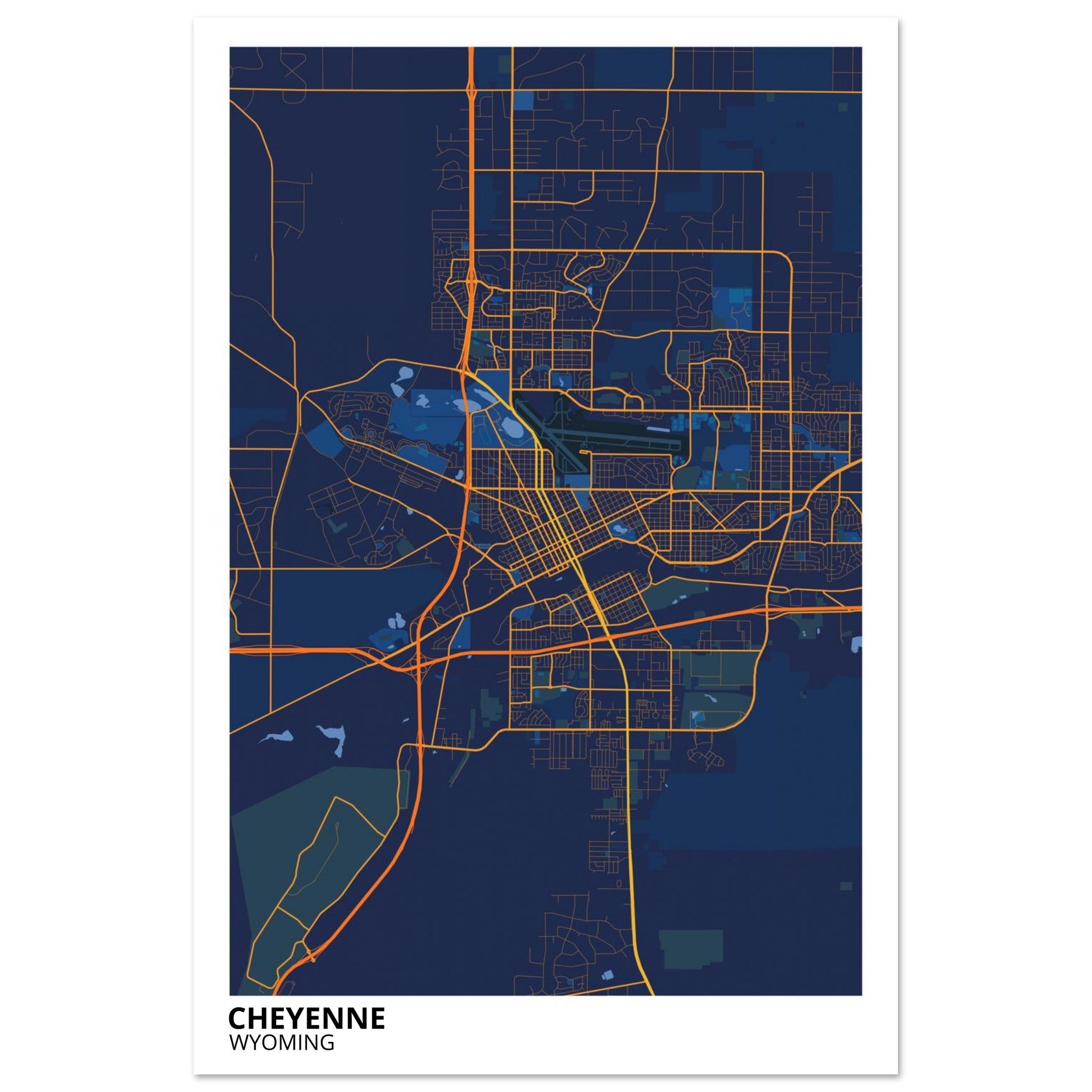 cheyenne map poster print