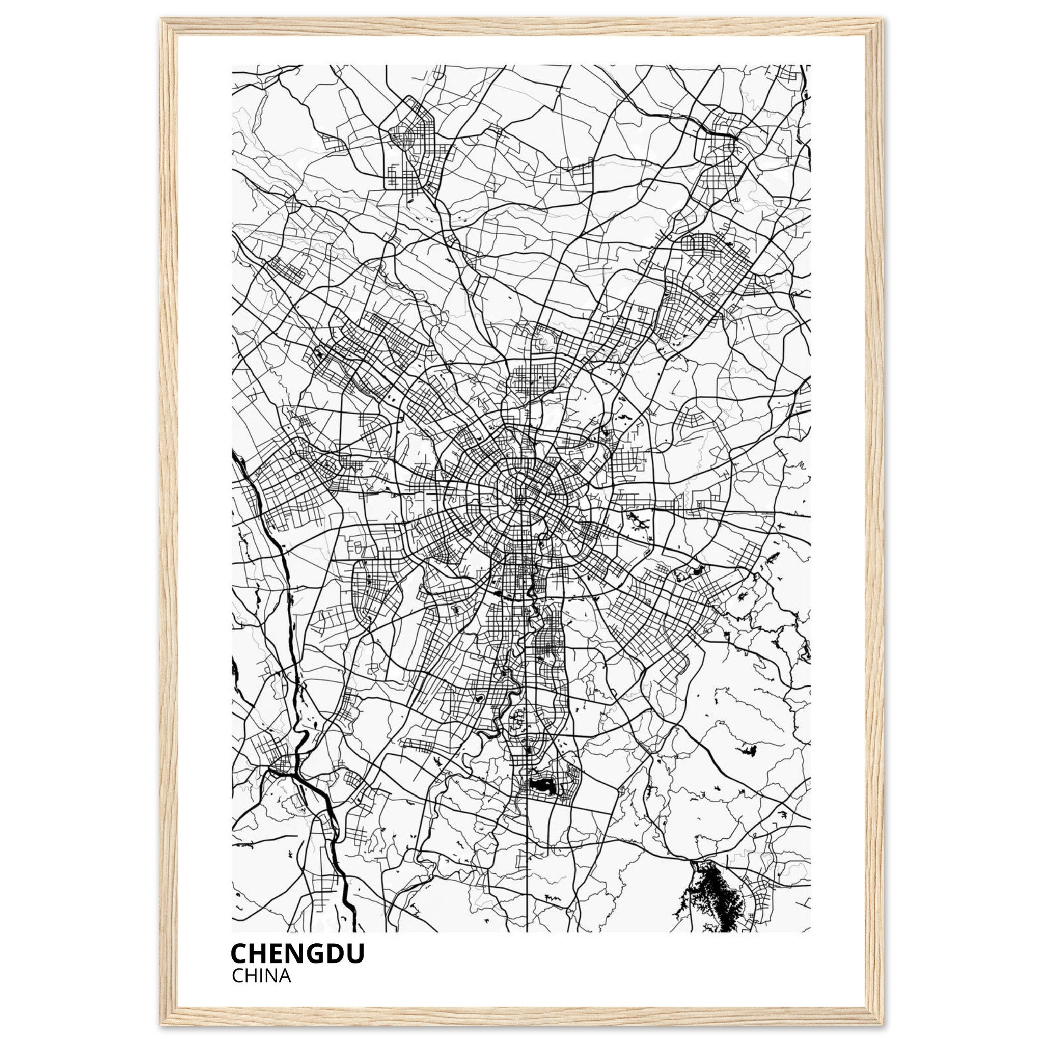 chengdu china map poster print