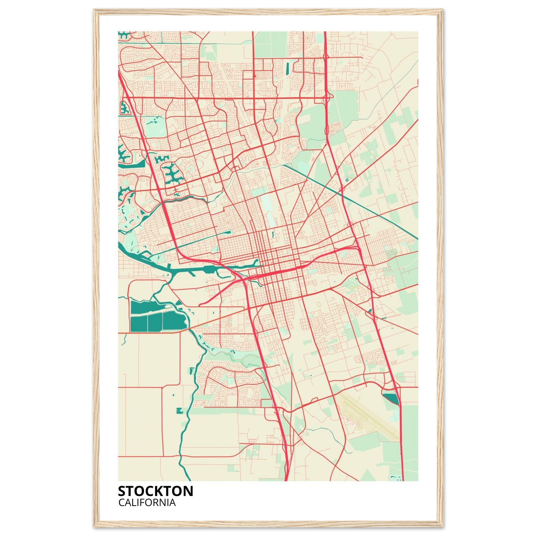 Stockton California City Map Poster | Custom Map Art Print - Ink And Atlas