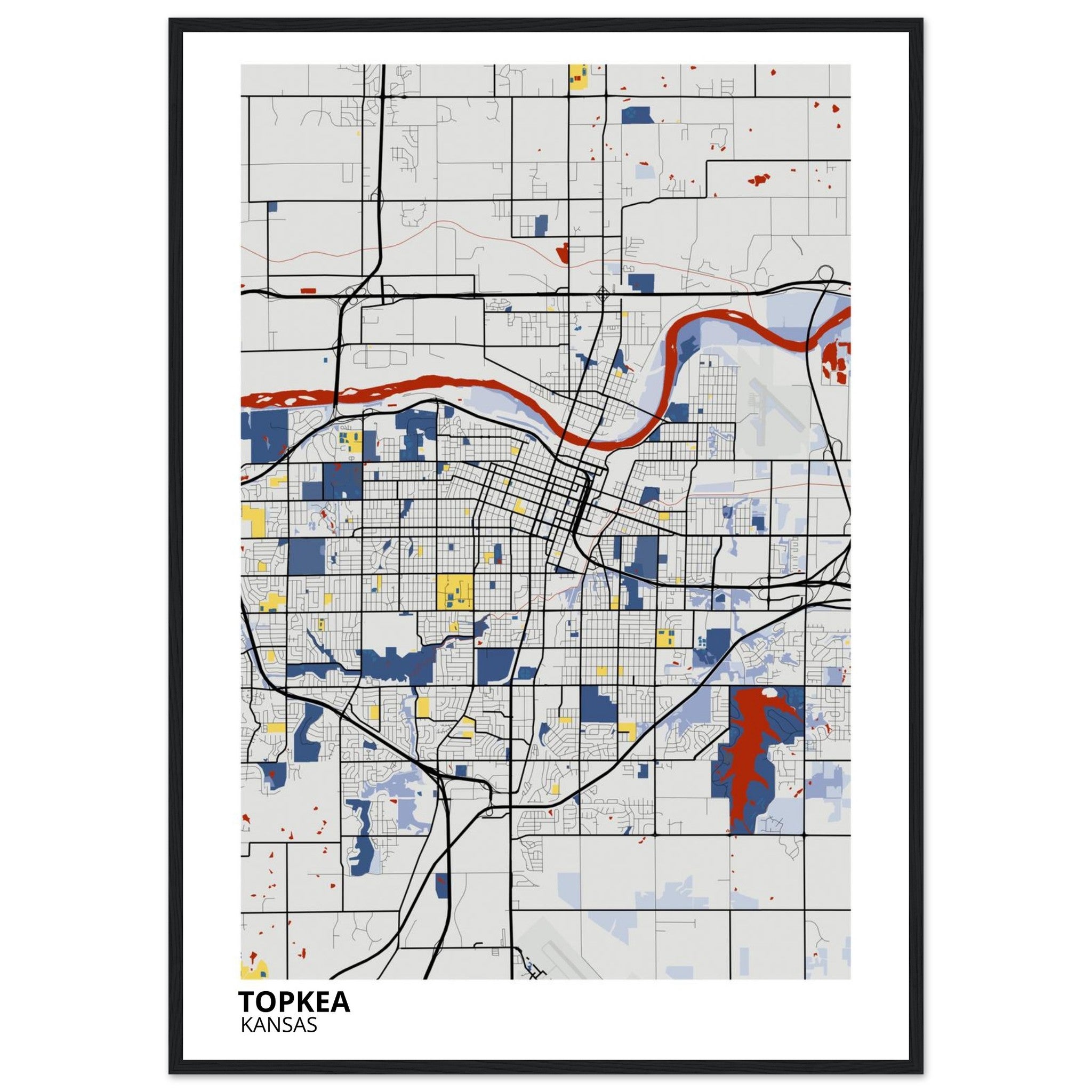 topeka map poster print
