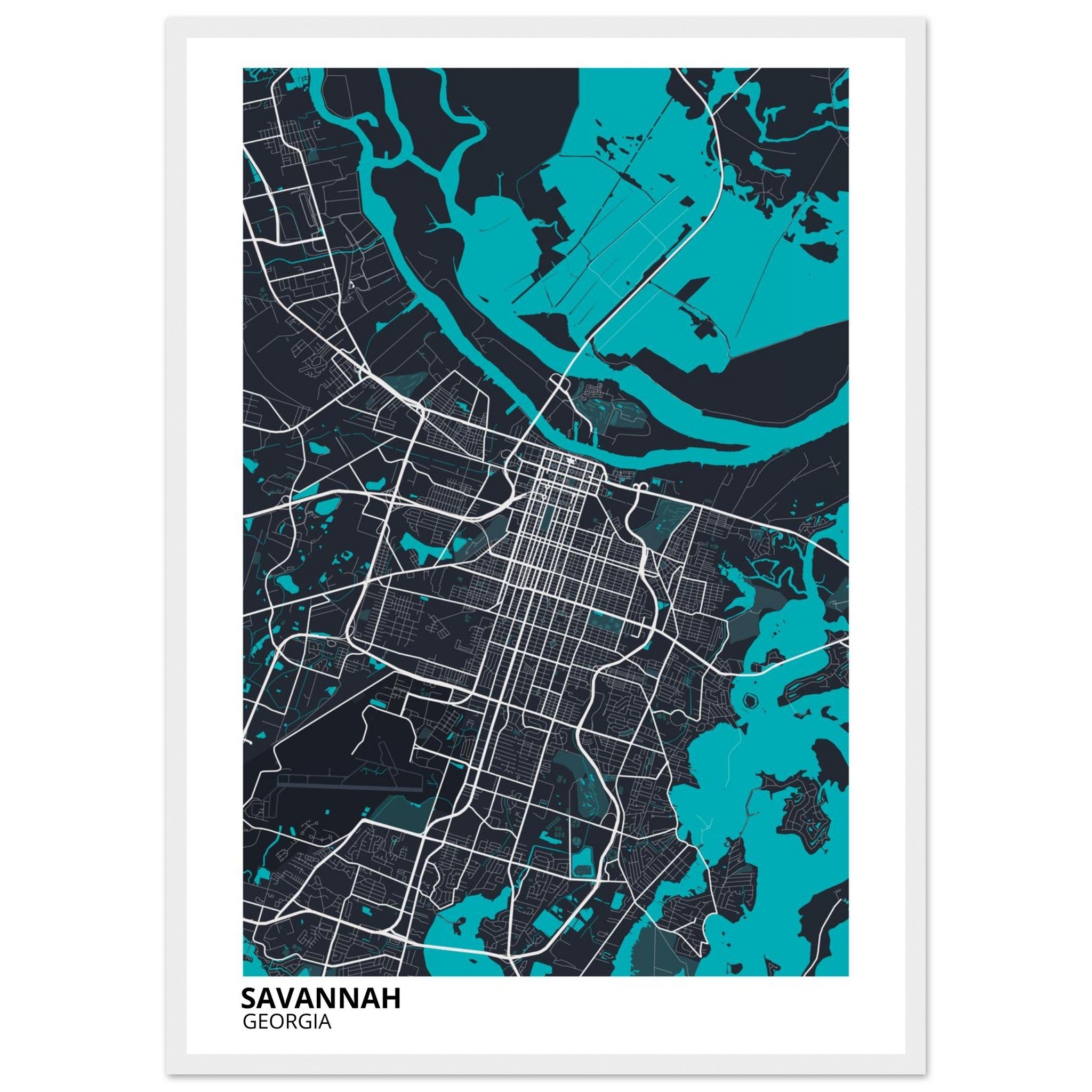Savannah Georgia City Map Poster | Custom Map Art Print - Ink And Atlas