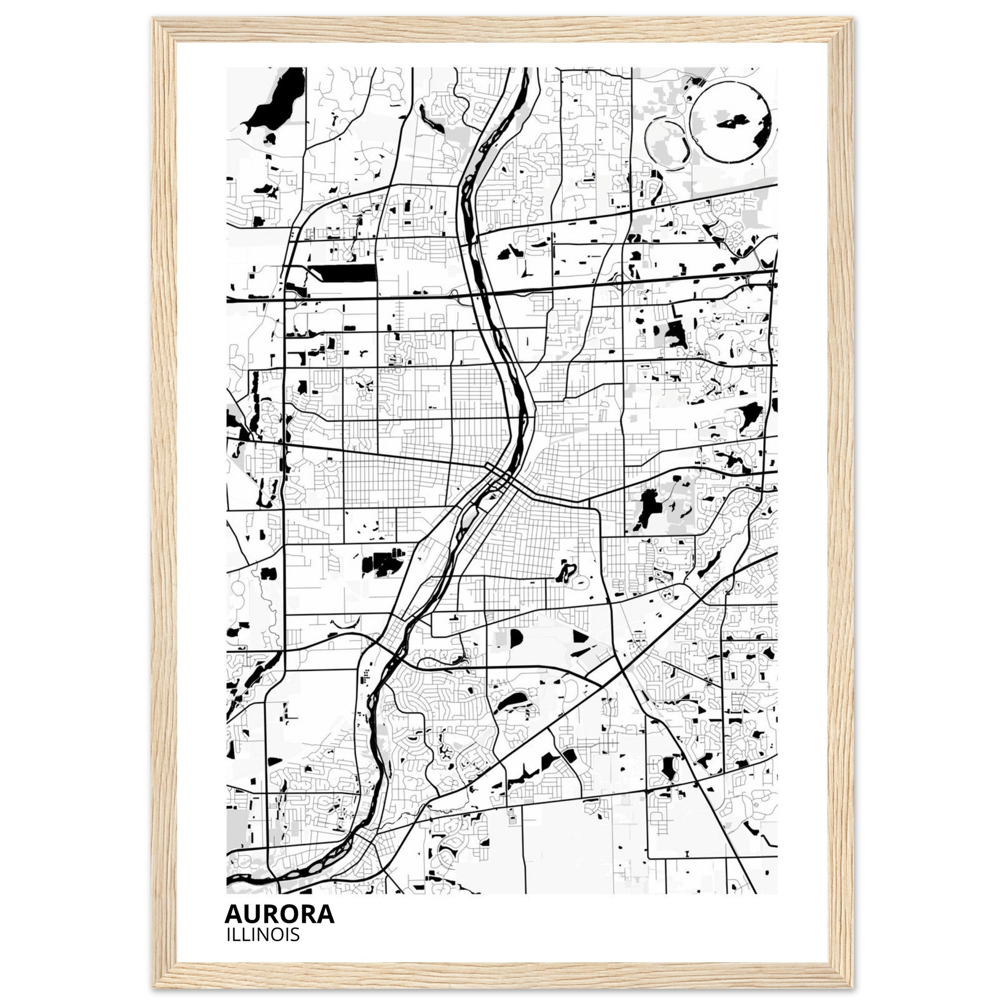 Aurora Illinois City Map Poster | Custom Map Art Print - Ink And Atlas
