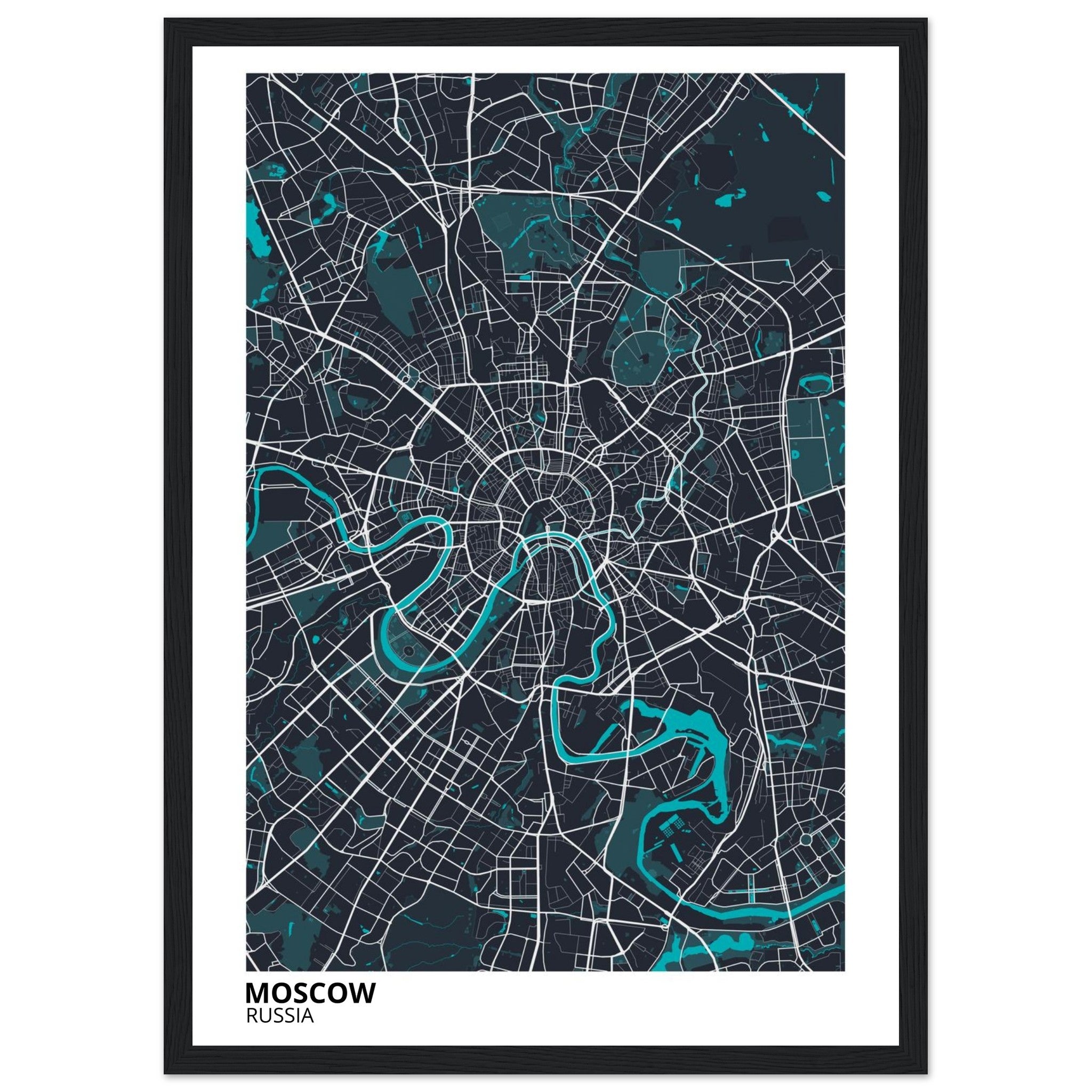 moscow russia map poster print