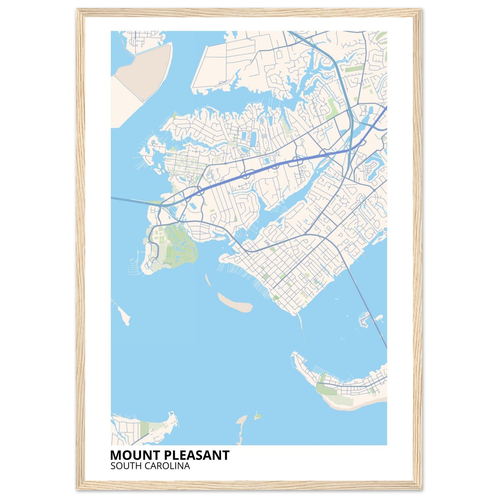 Mount Pleasant South Carolina City Map Poster | Custom Map Art Print - Ink And Atlas