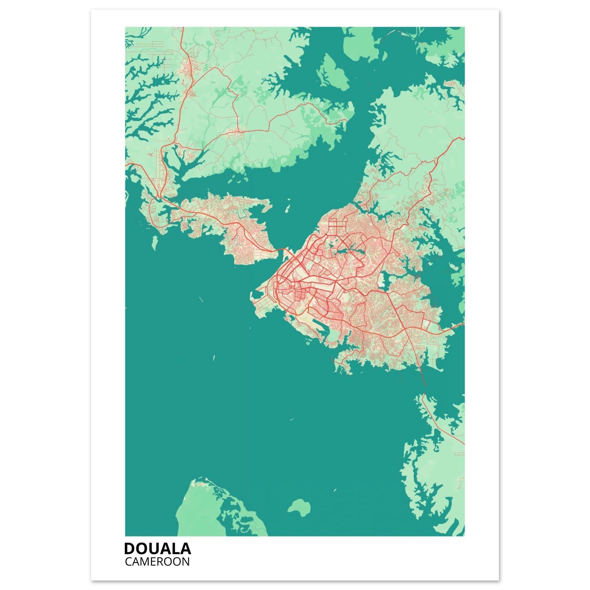 Douala Cameroon City Map Poster | Custom Map Art Print - Ink And Atlas