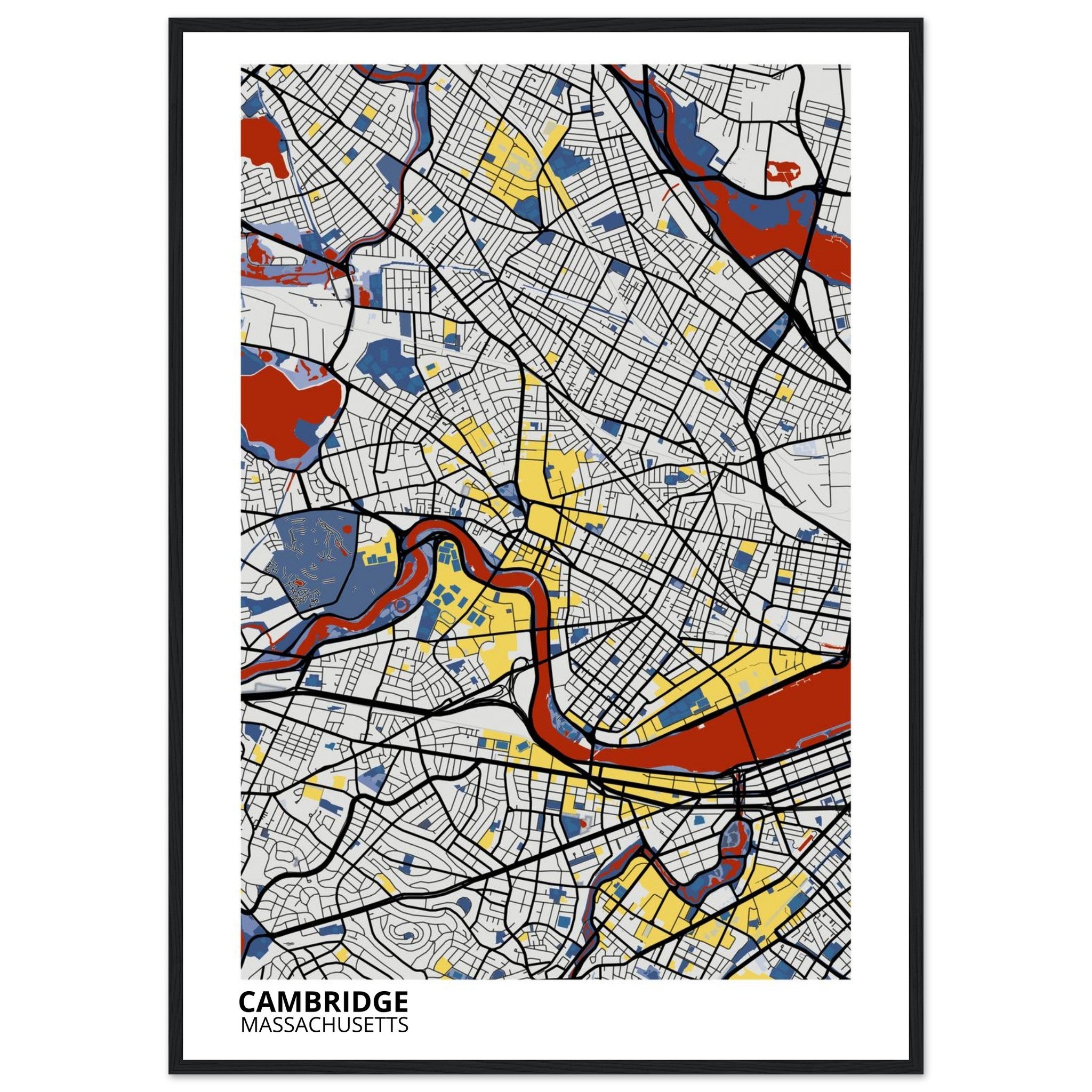 Cambridge Massachusetts City Map Poster | Custom Map Art Print - Ink And Atlas