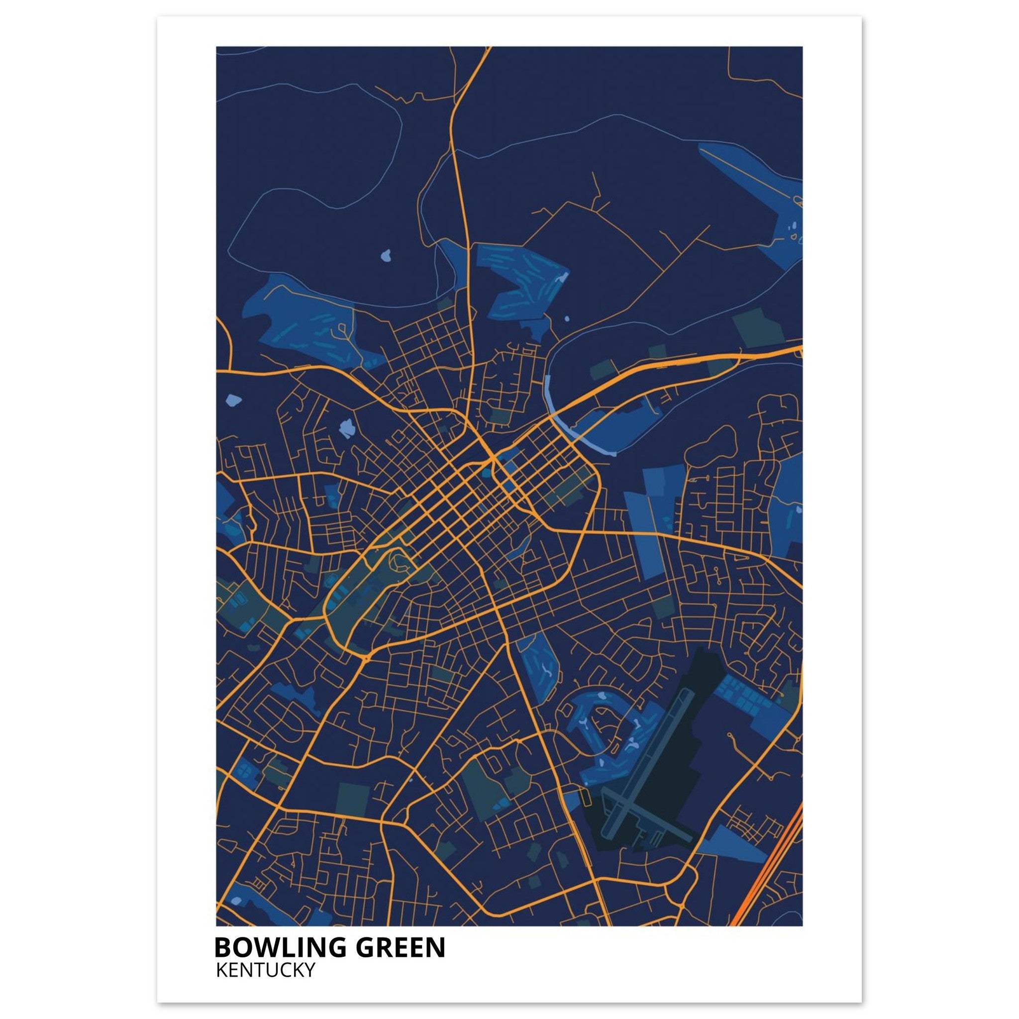 Bowling Green Kentucky City Map Poster | Custom Map Art Print - Ink And Atlas