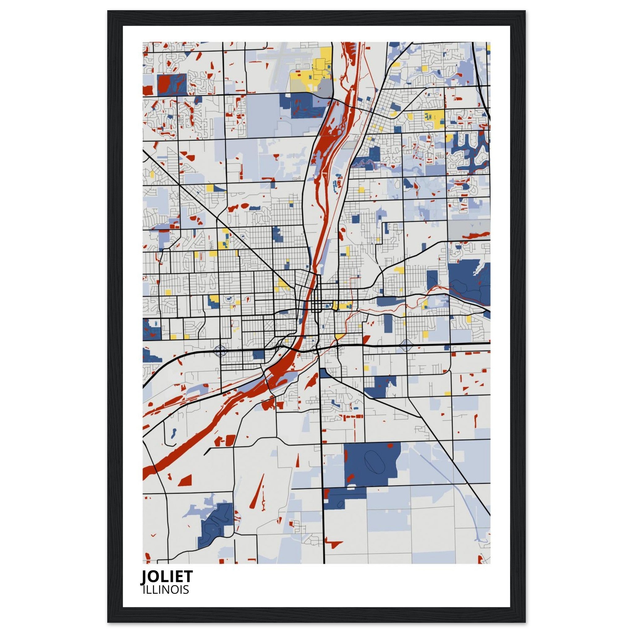 Joliet Illinois City Map Poster | Custom Map Art Print - Ink And Atlas