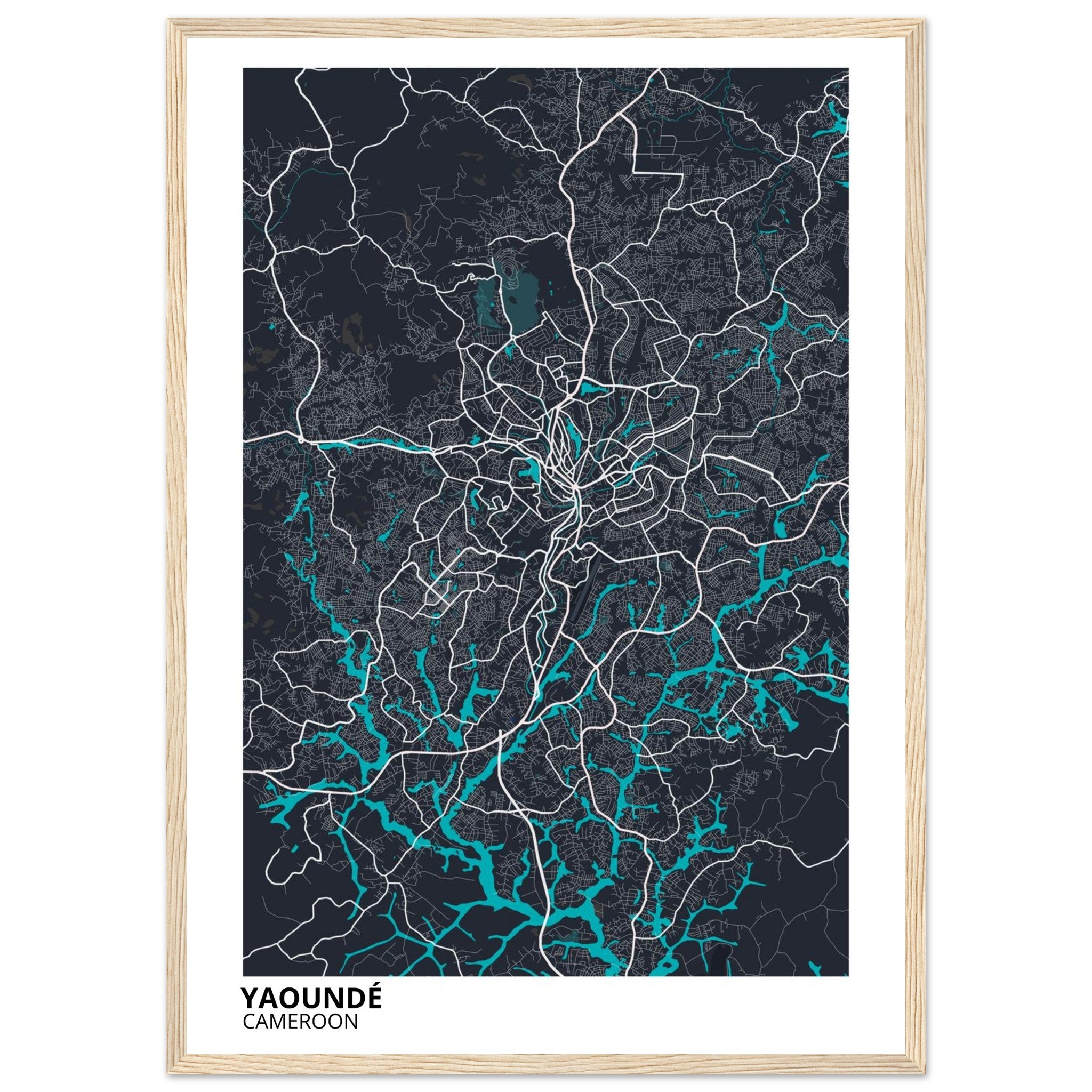 Yaounde Cameroon City Map Poster | Custom Map Art Print - Ink And Atlas