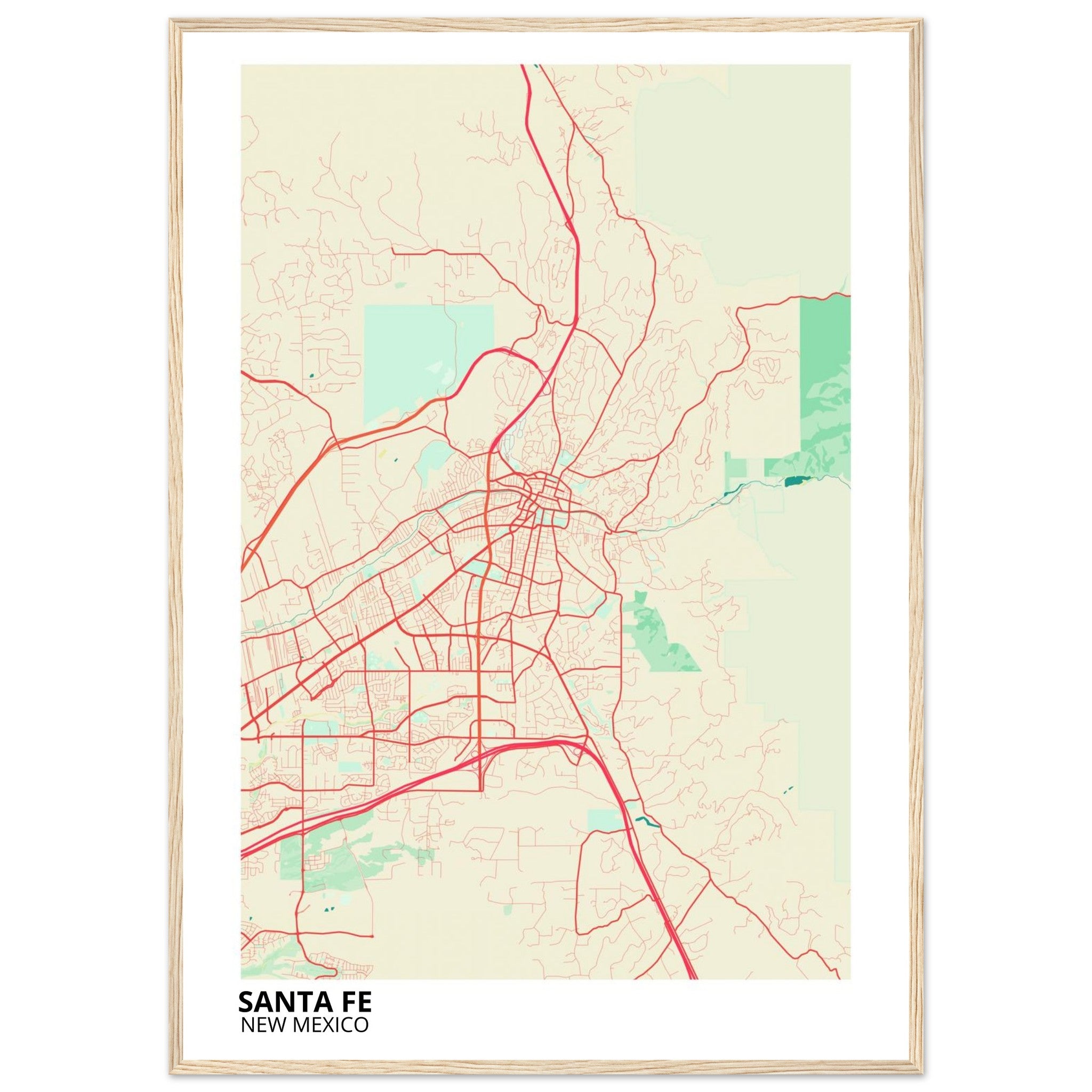 santa fe map poster print