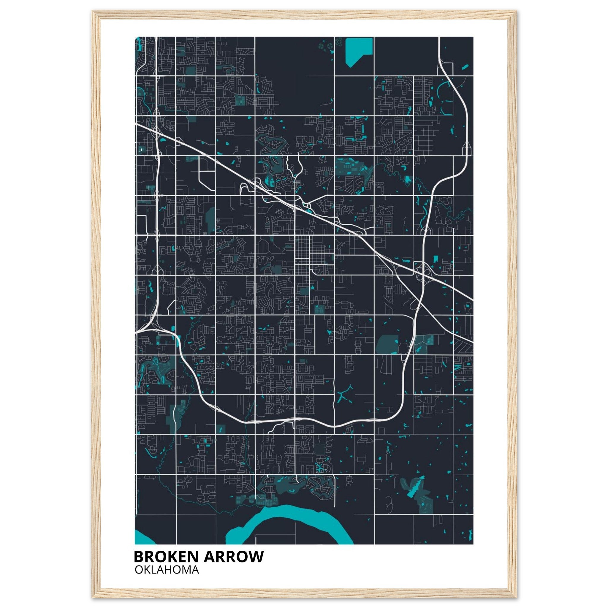 Broken Arrow Oklahoma City Map Poster | Custom Map Art Print - Ink And Atlas