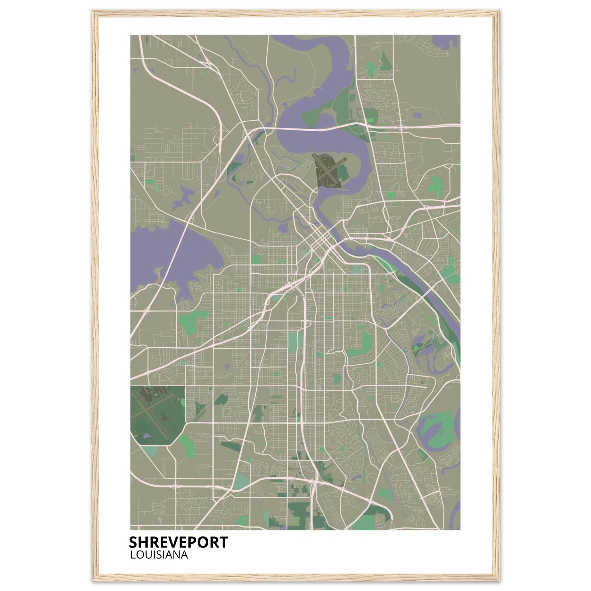Shreveport Louisiana City Map Poster | Custom Map Art Print - Ink And Atlas