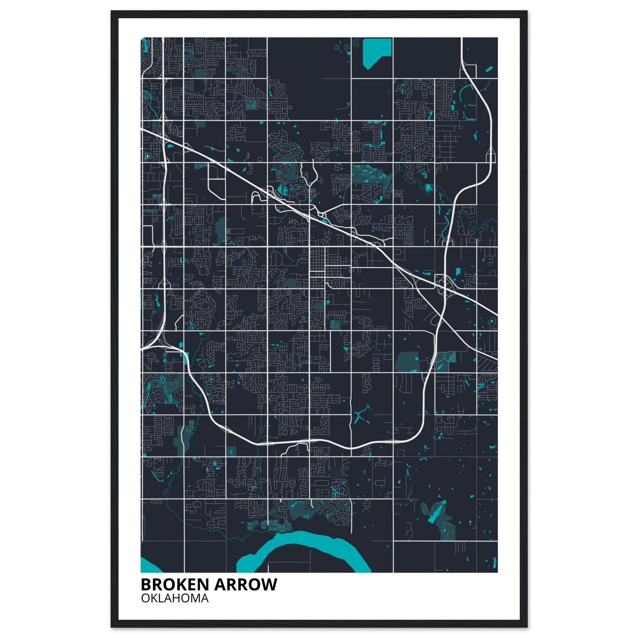 Broken Arrow Oklahoma City Map Poster | Custom Map Art Print - Ink And Atlas