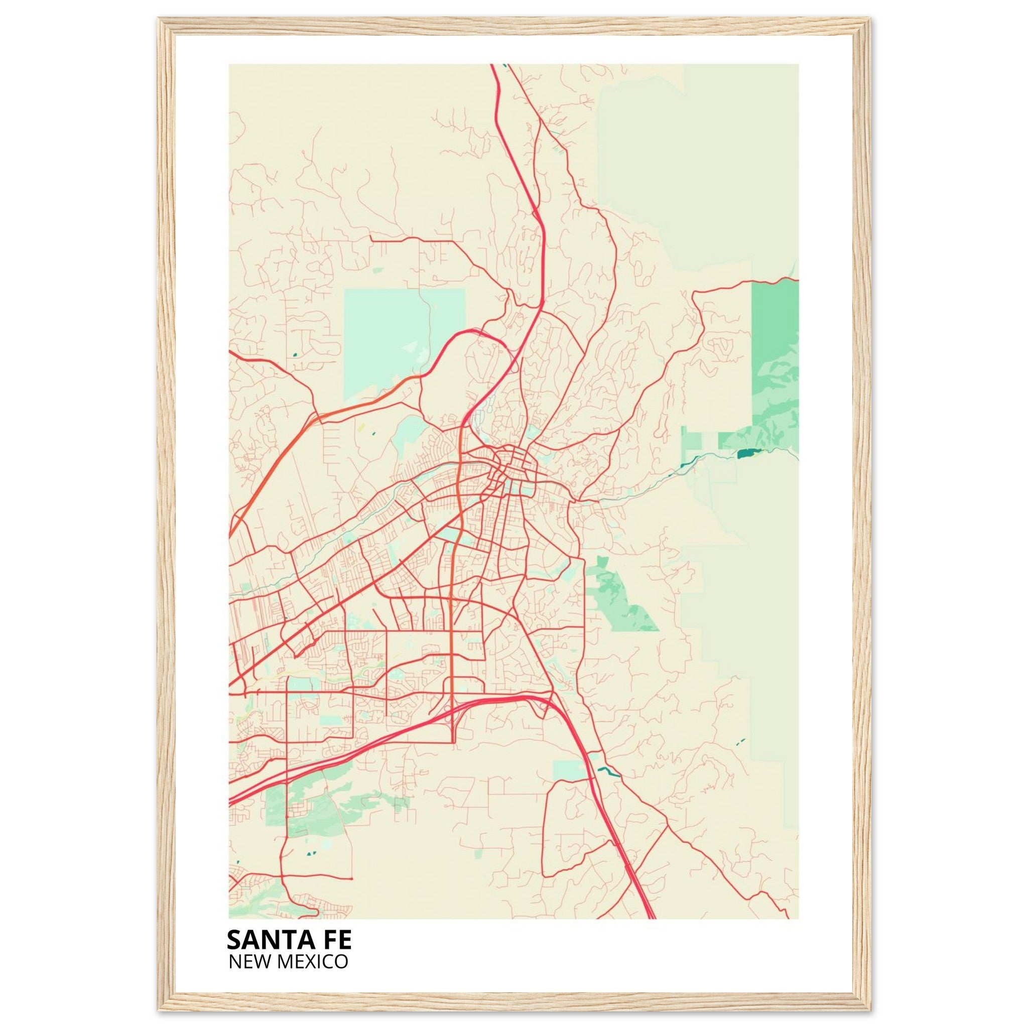 santa fe map poster print