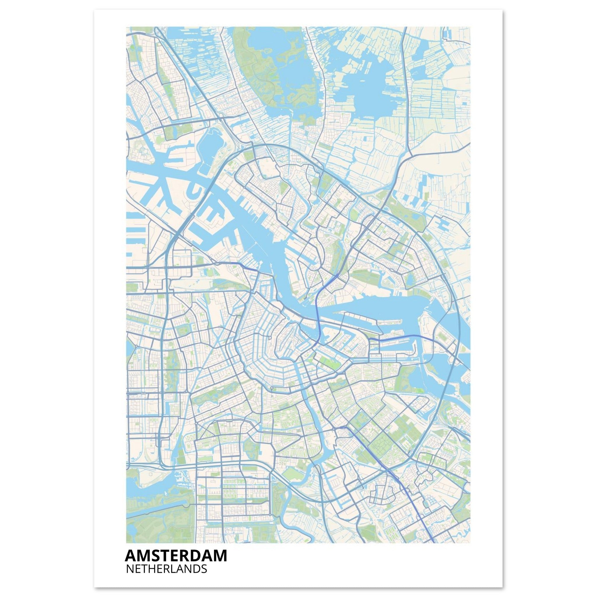 Amsterdam Netherlands City Map Poster | Custom Map Art Print - Ink And Atlas