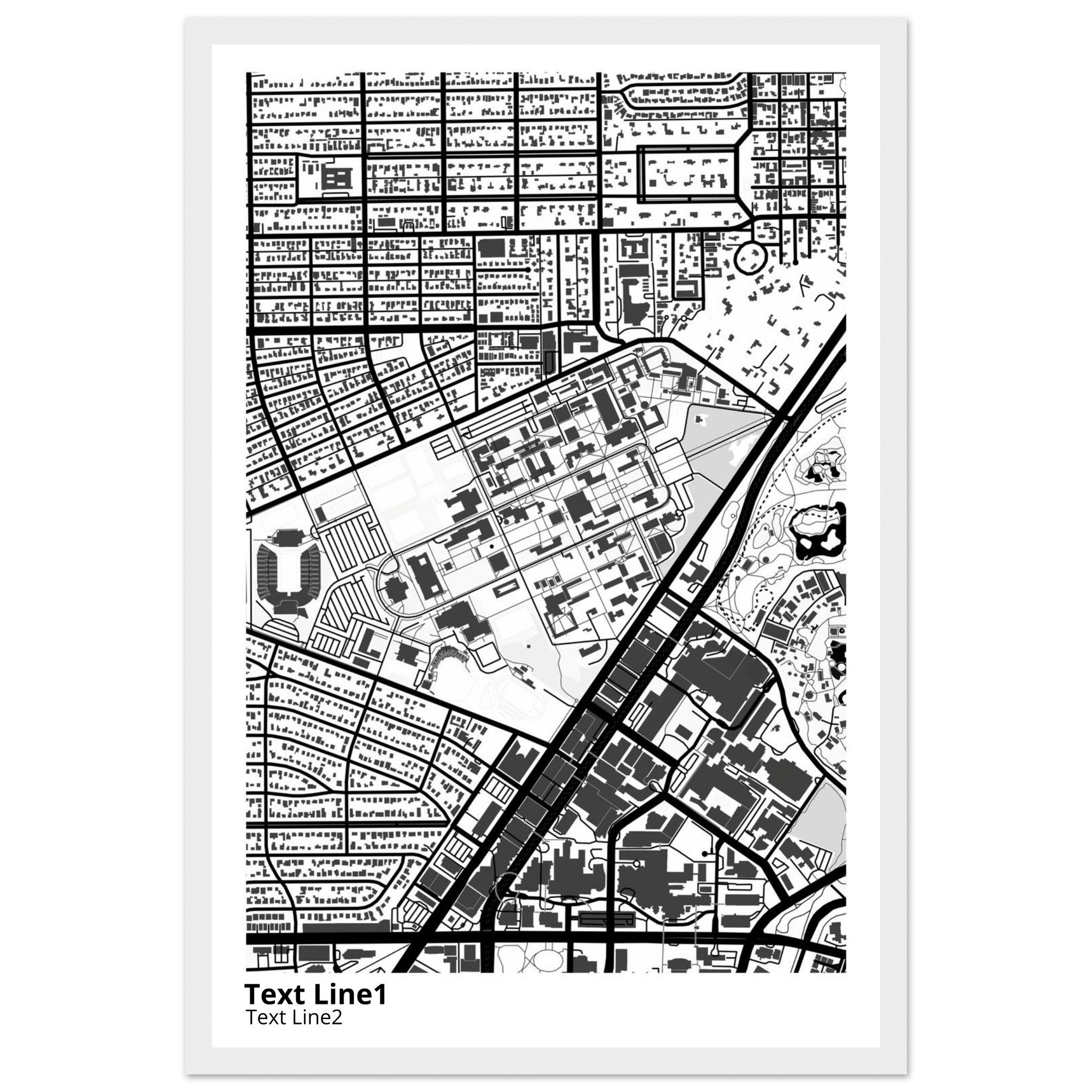rice university modern campus map print