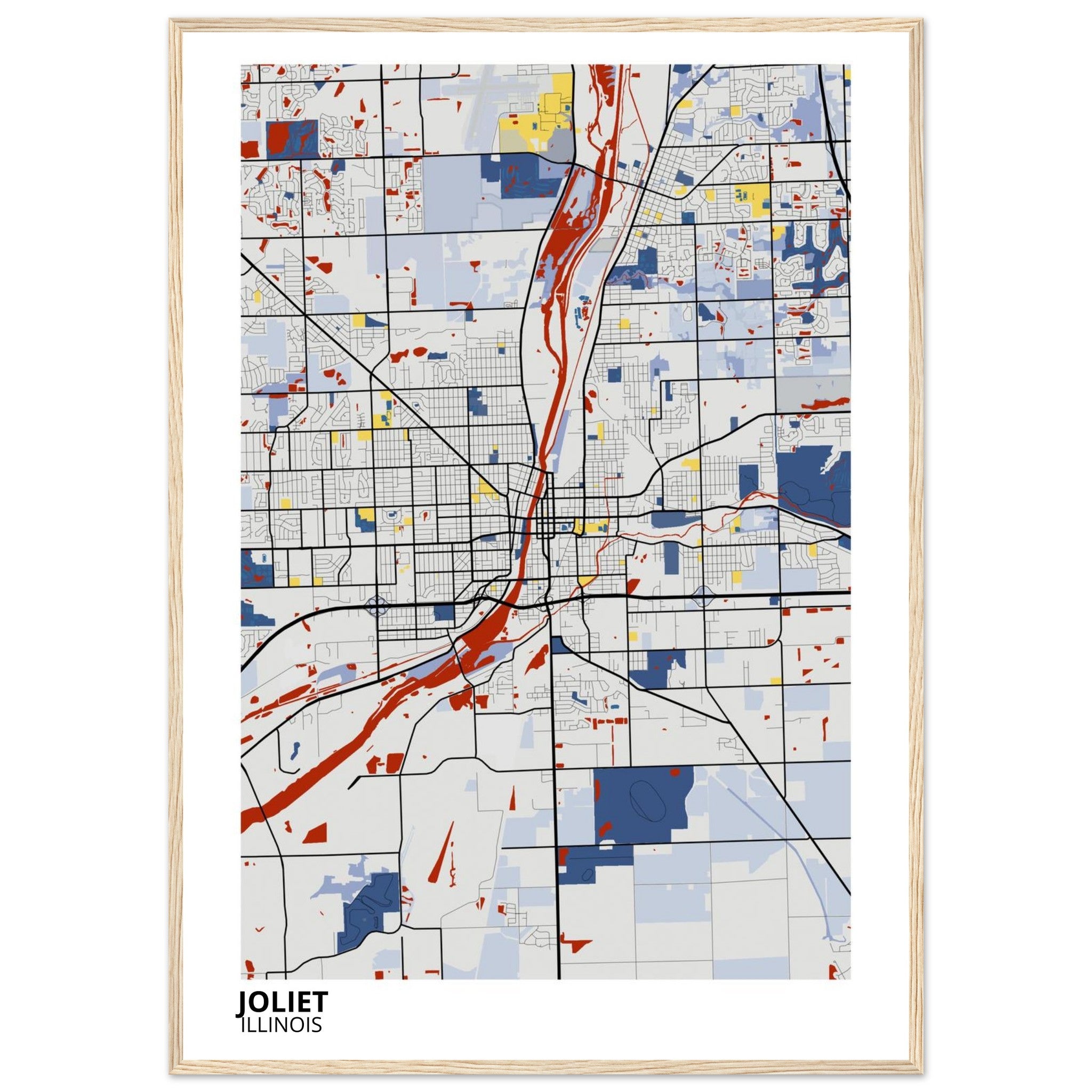 joliet illinois map poster print