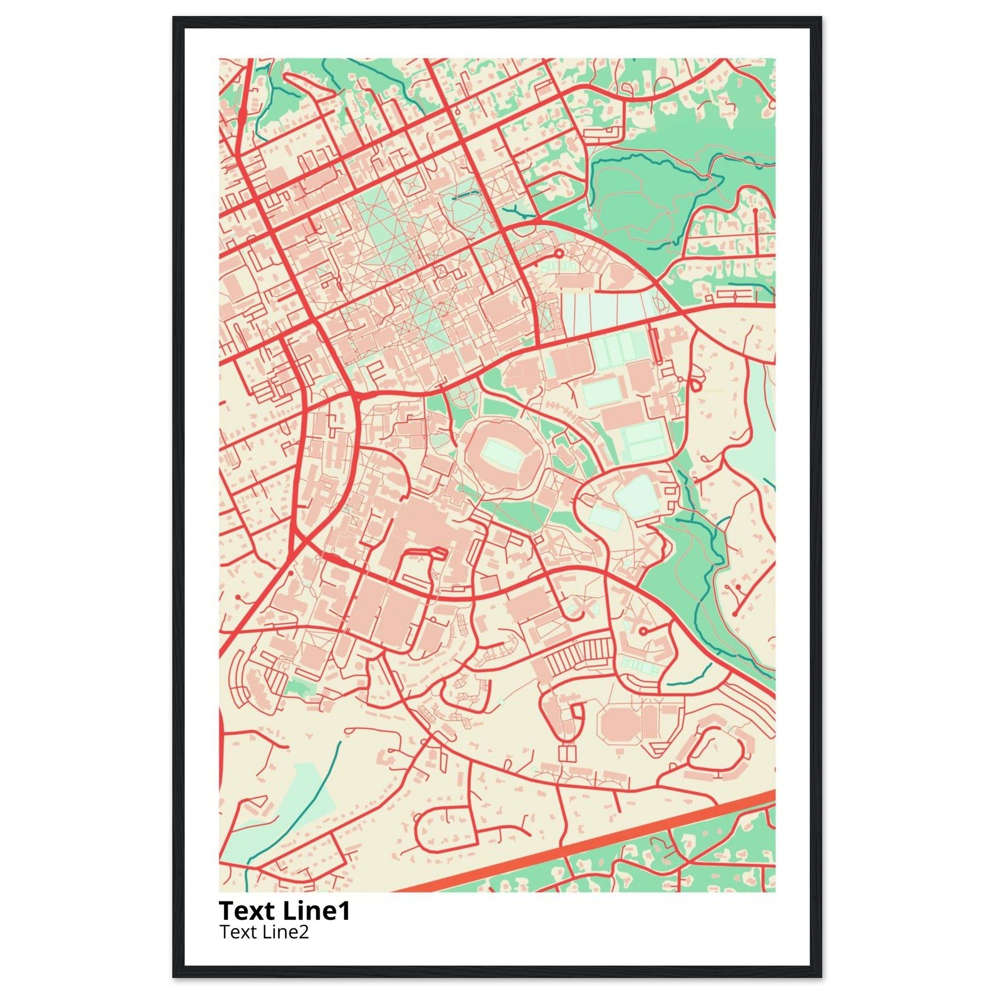 University of North Carolina at Chapel Hill Modern Campus Map Print - Ink And Atlas