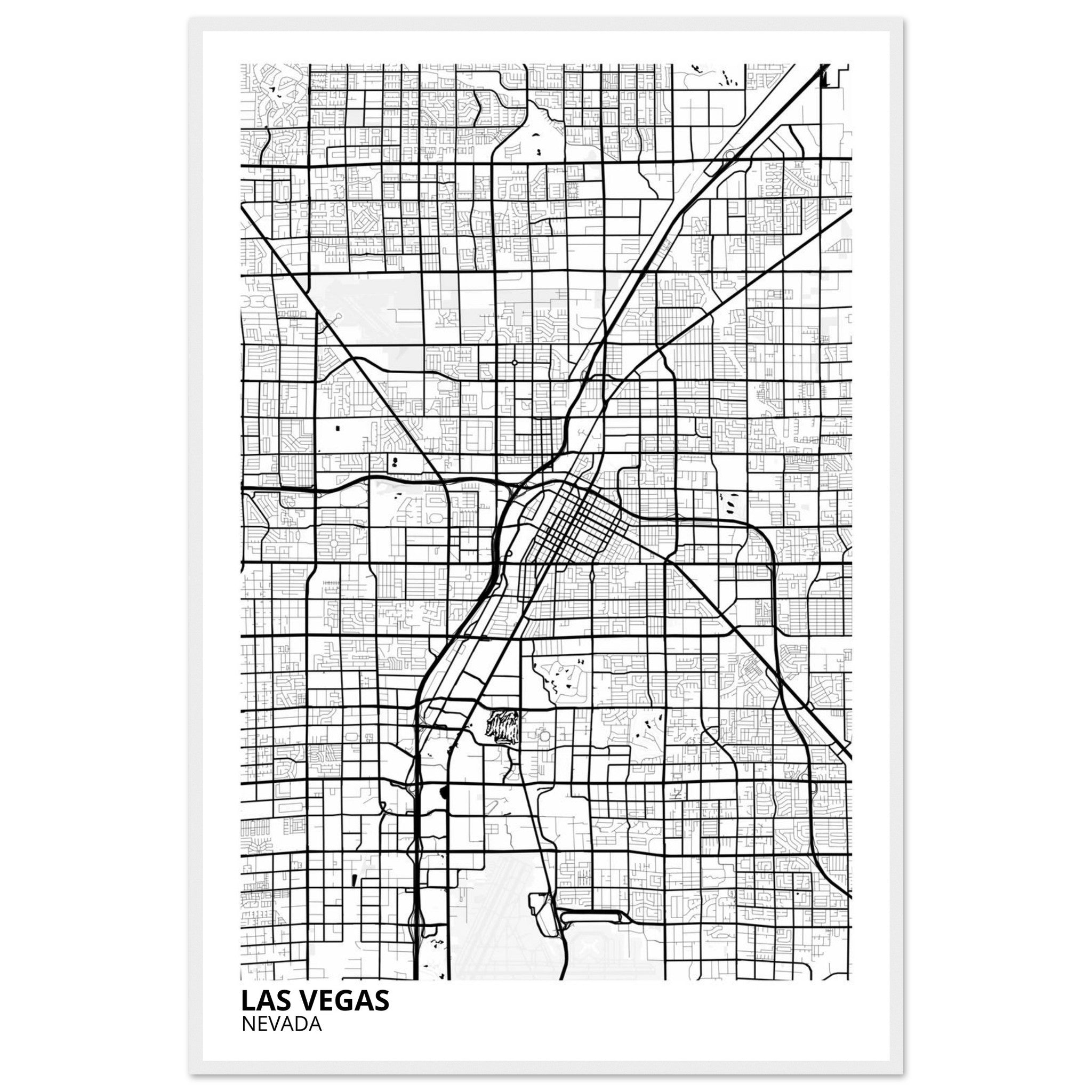 las vegas map poster print