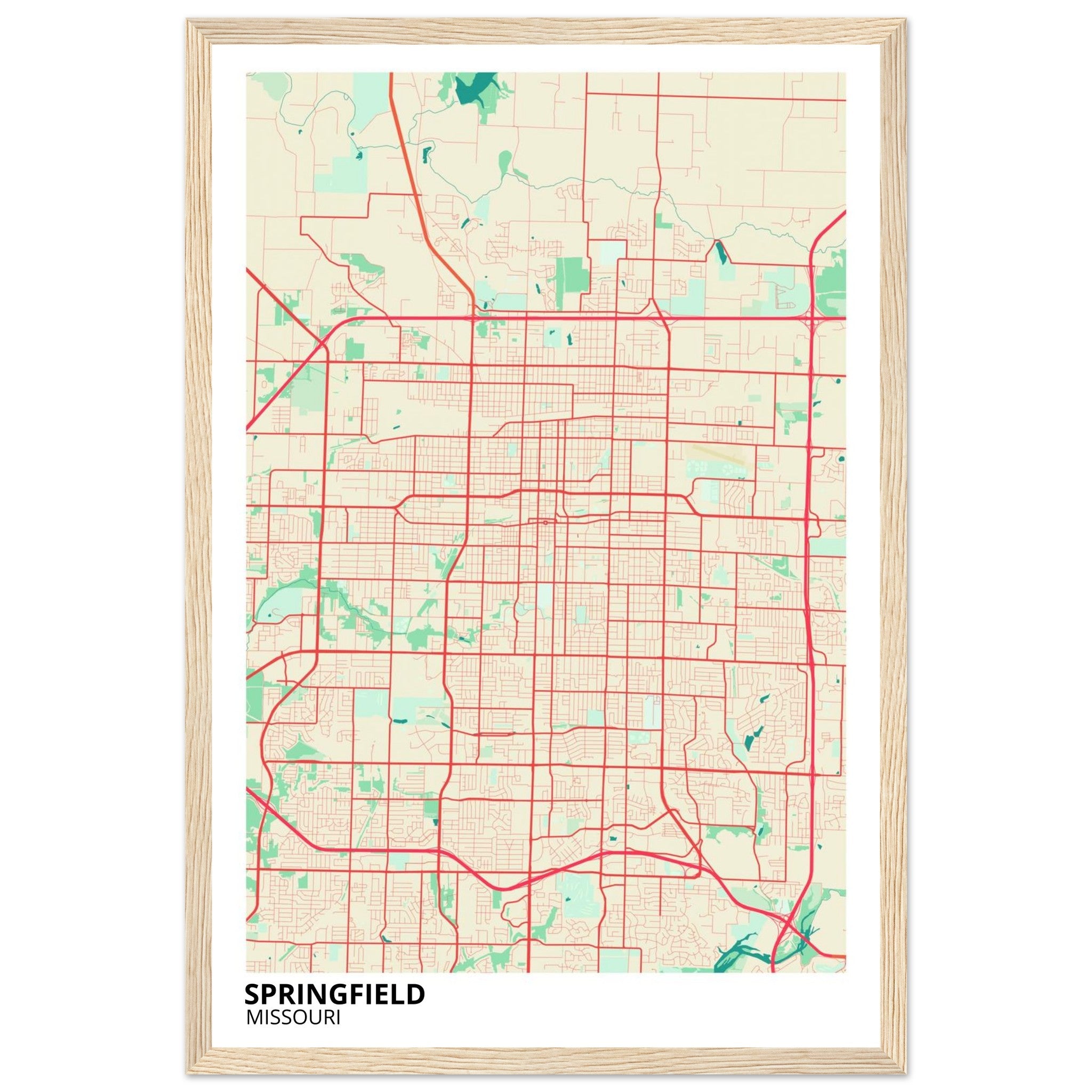 Springfield Missouri City Map Poster | Custom Map Art Print - Ink And Atlas