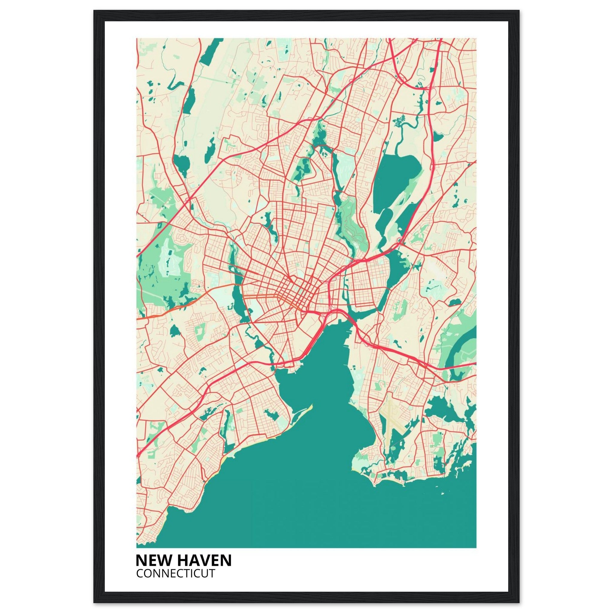 new haven map poster print