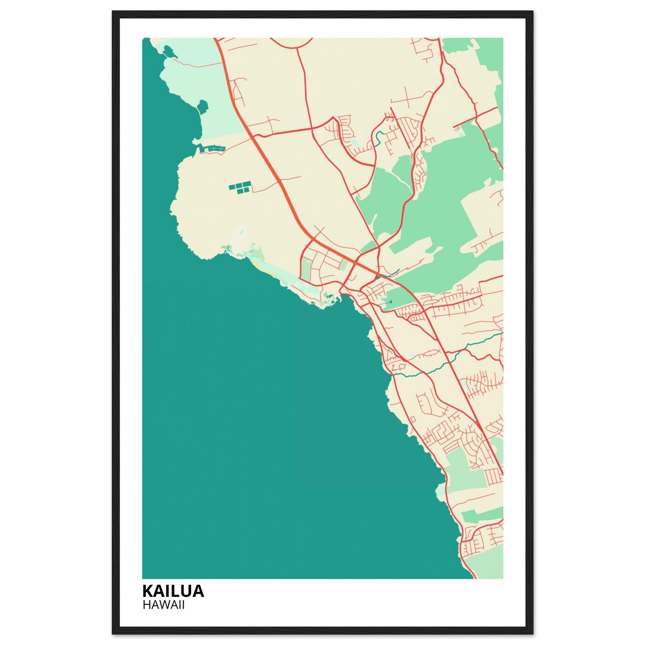 Kailua Hawaii City Map Poster | Custom Map Art Print - Ink And Atlas