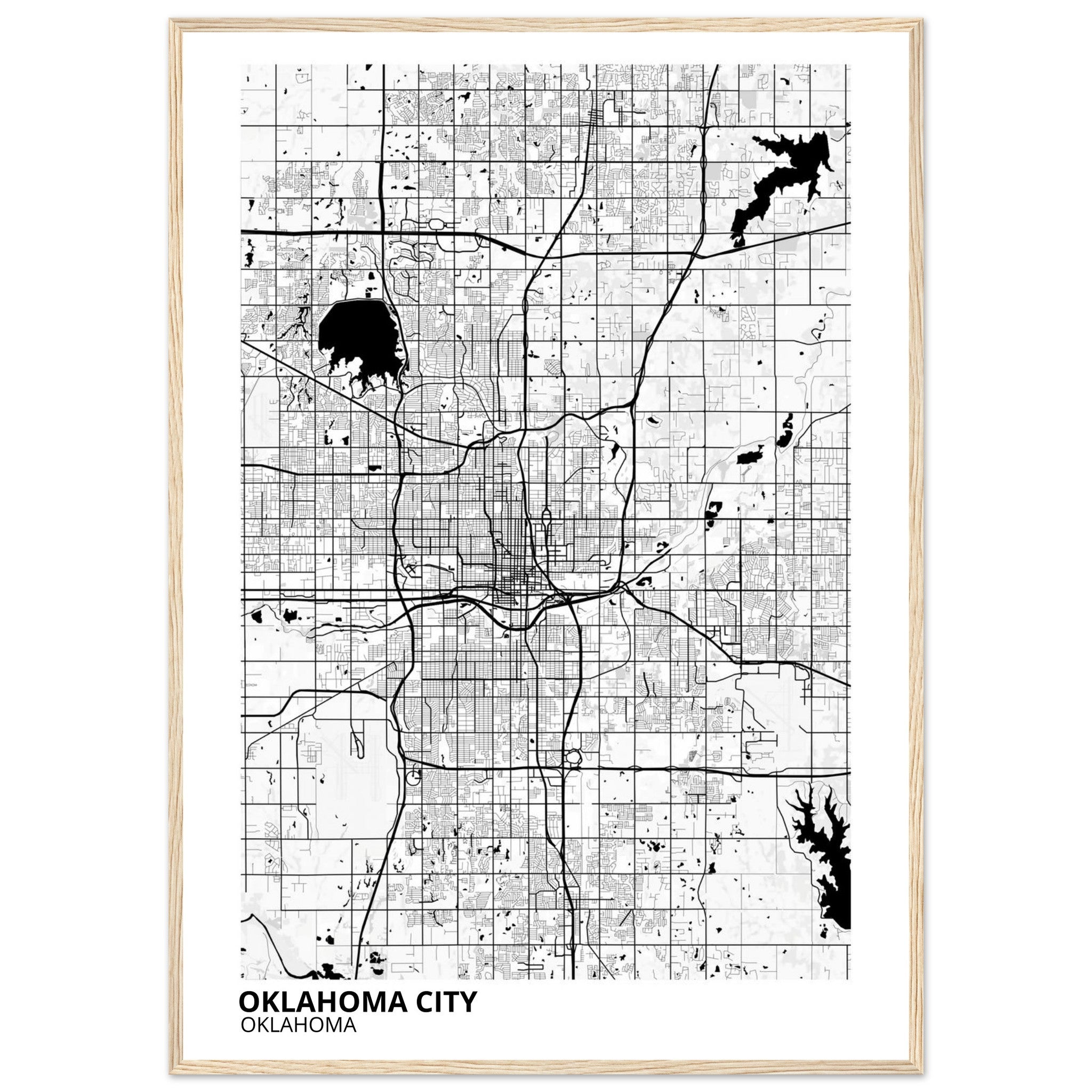 oklahoma city map poster print