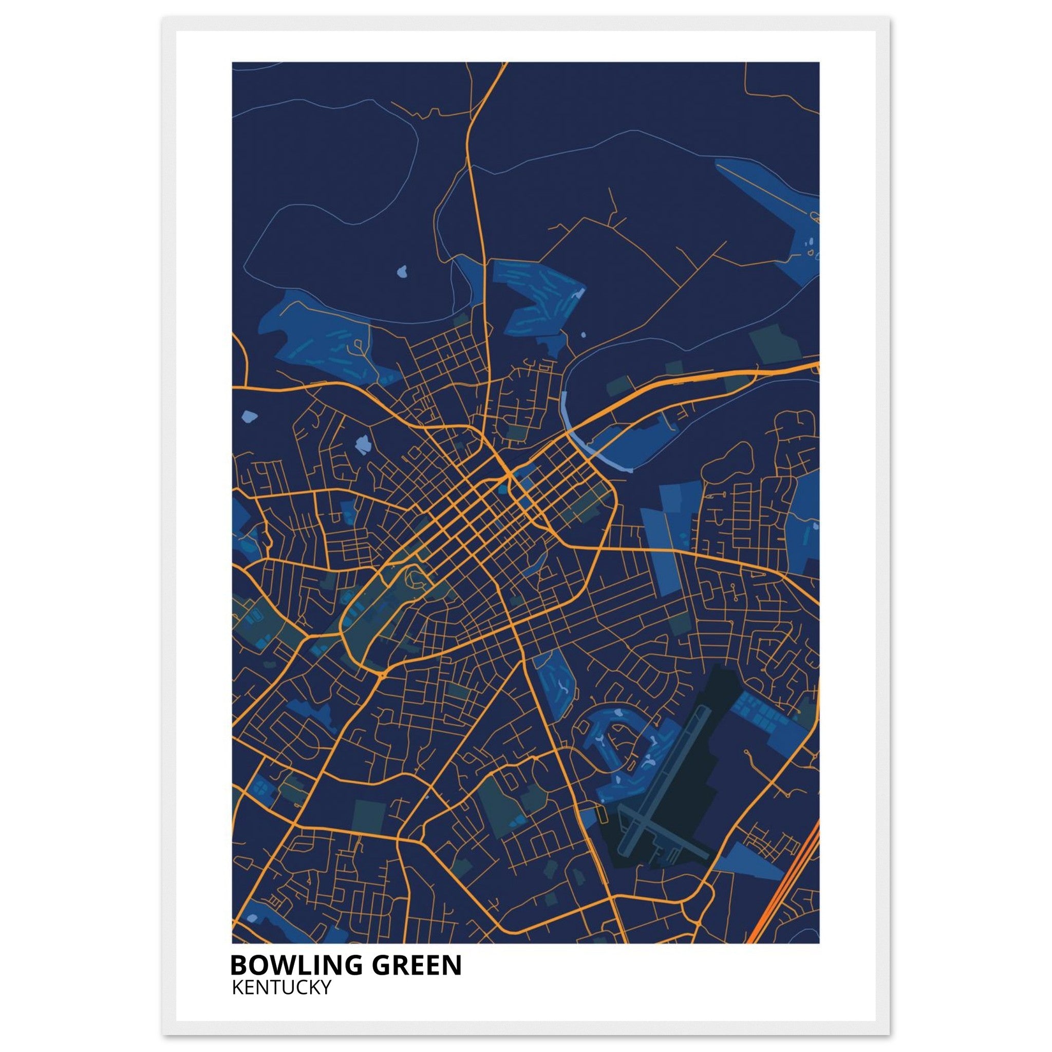 Bowling Green Kentucky City Map Poster | Custom Map Art Print - Ink And Atlas