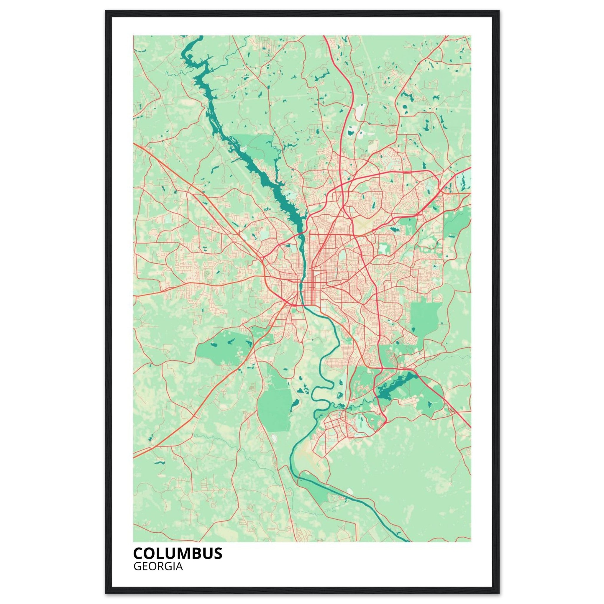 Columbus Georgia City Map Poster | Custom Map Art Print - Ink And Atlas