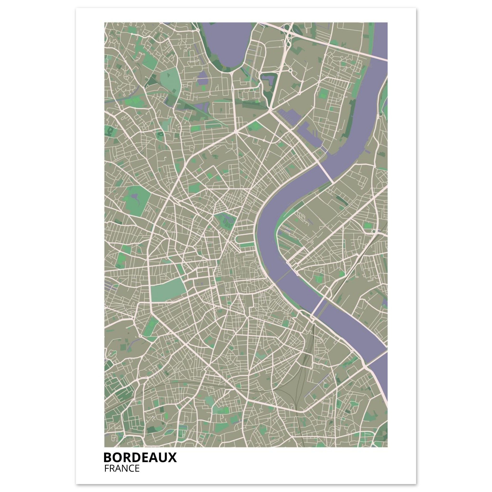 Bordeaux France City Map Poster | Custom Map Art Print - Ink And Atlas