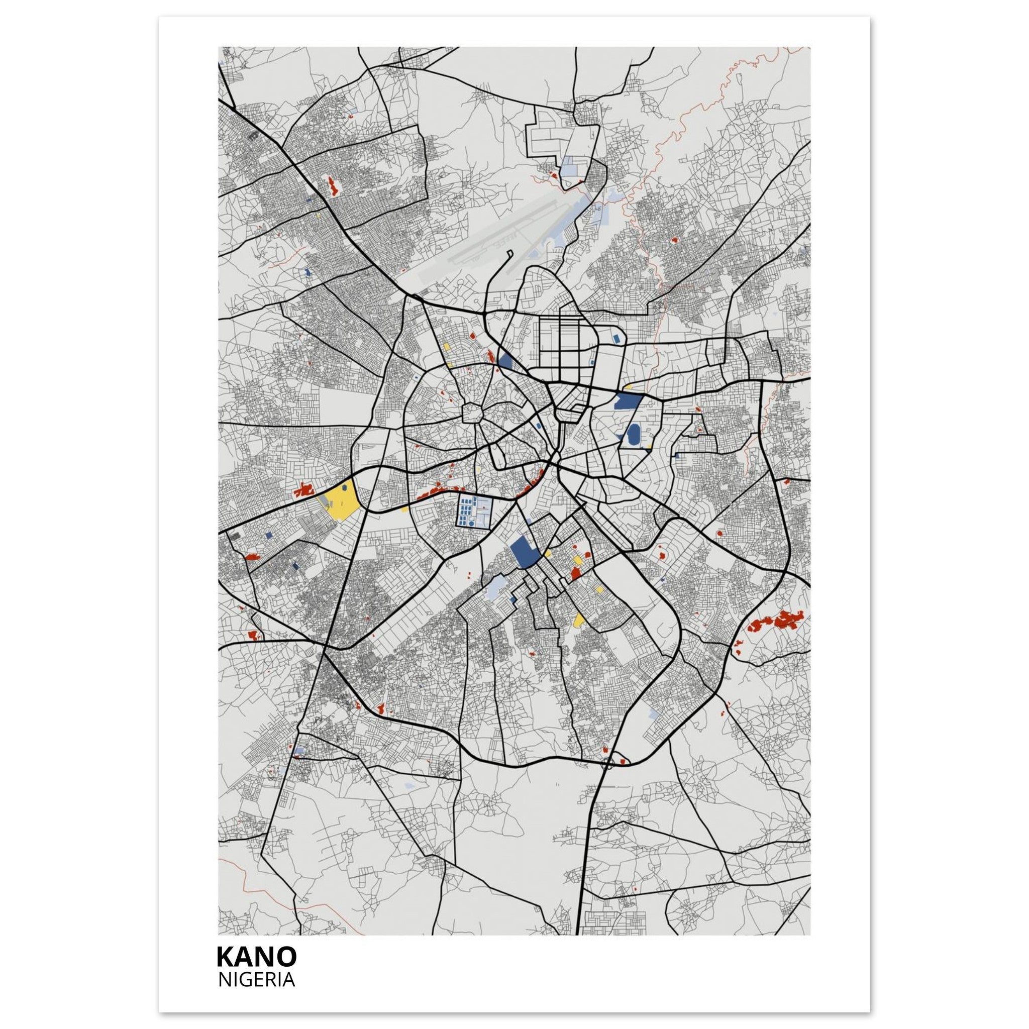 Kano Nigeria City Map Poster | Custom Map Art Print - Ink And Atlas