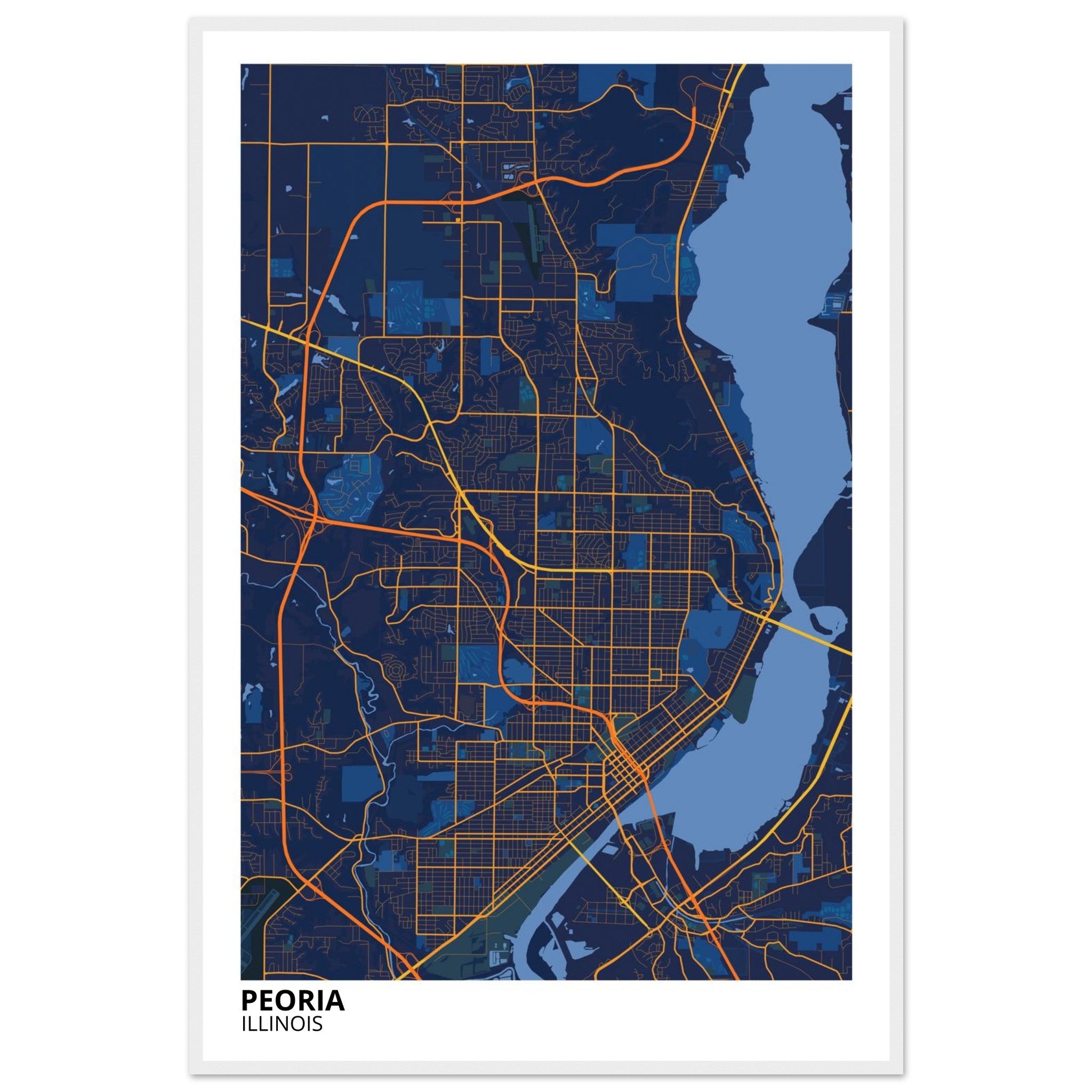 Peoria Illinois City Map Poster | Custom Map Art Print - Ink And Atlas