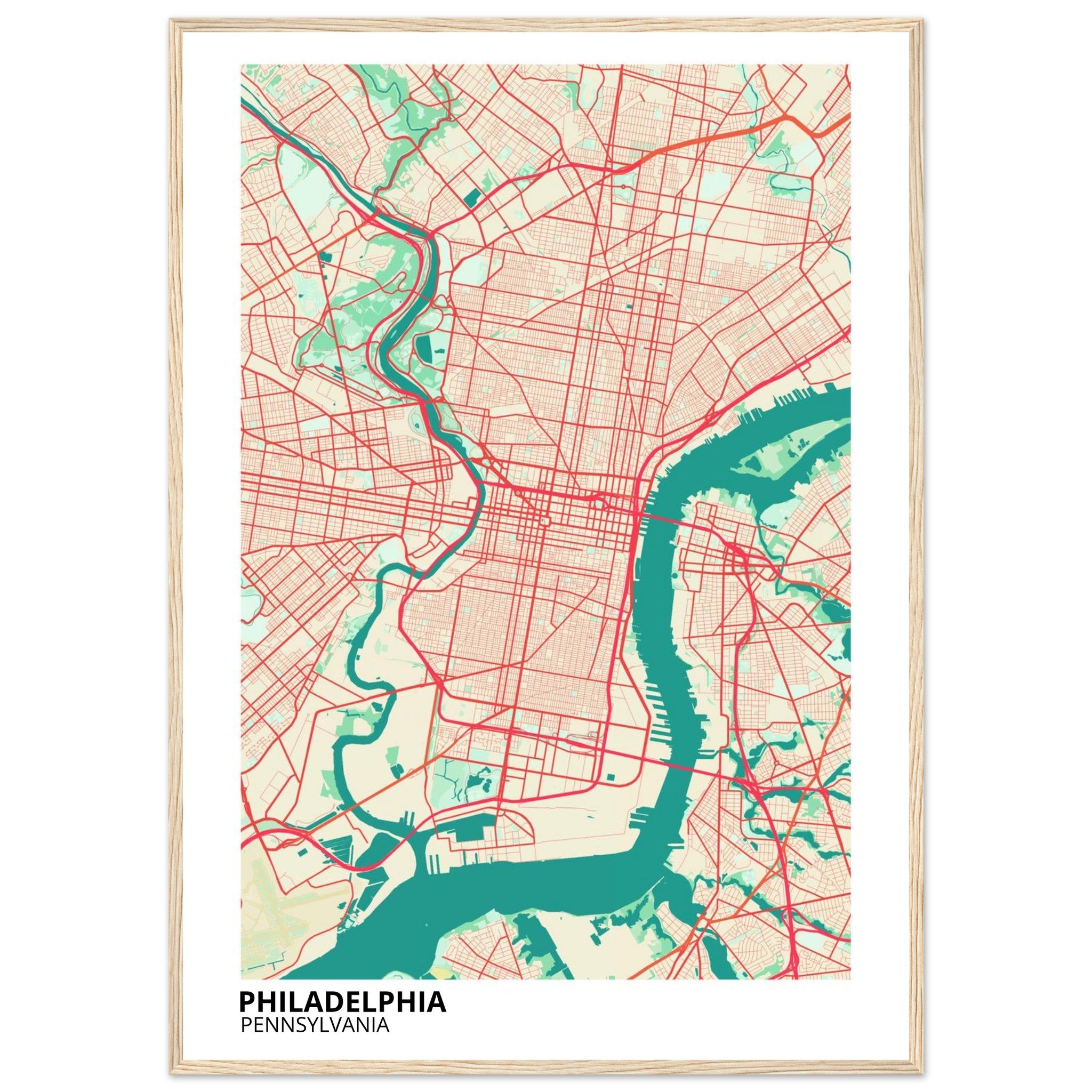 philadelphia map poster print