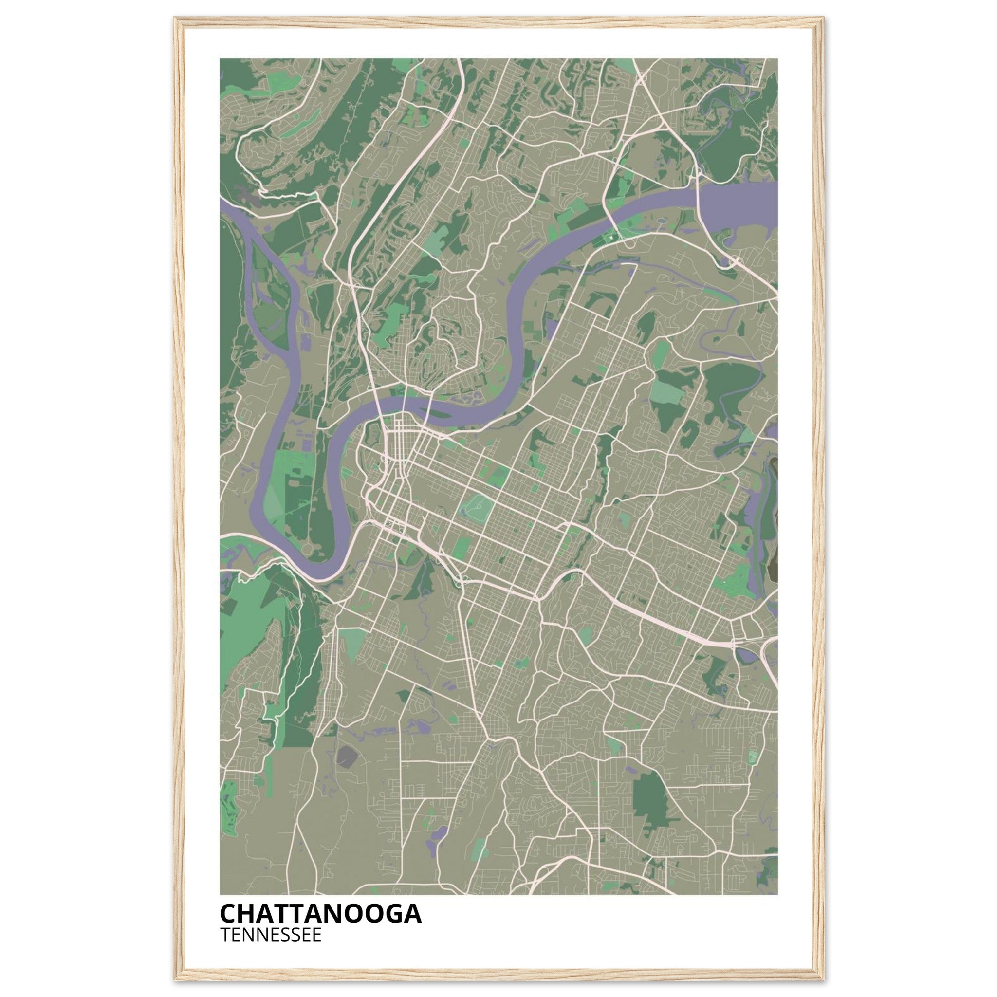 Chattanooga Tennessee City Map Poster | Custom Map Art Print - Ink And Atlas