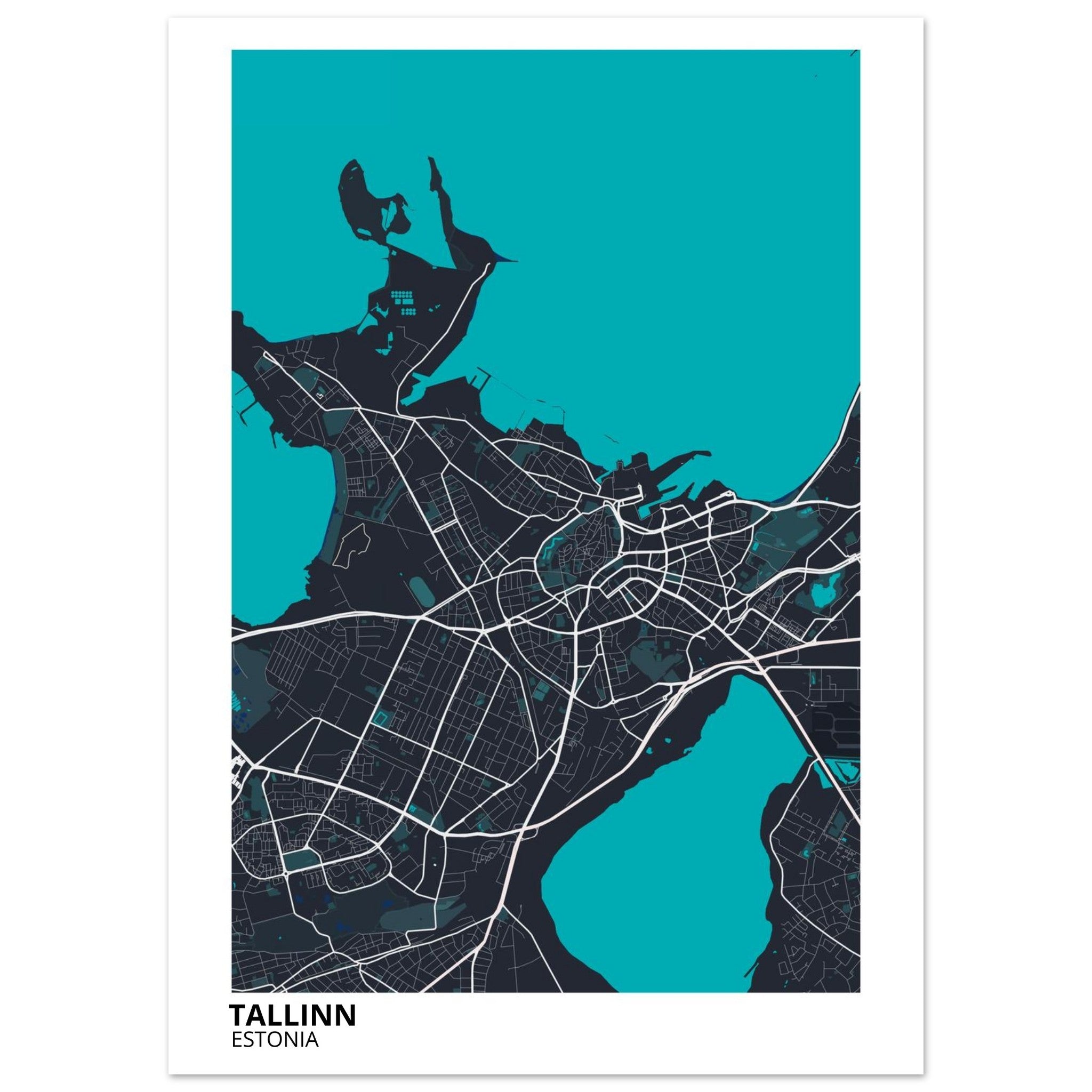 Tallinn Estonia City Map Poster | Custom Map Art Print - Ink And Atlas