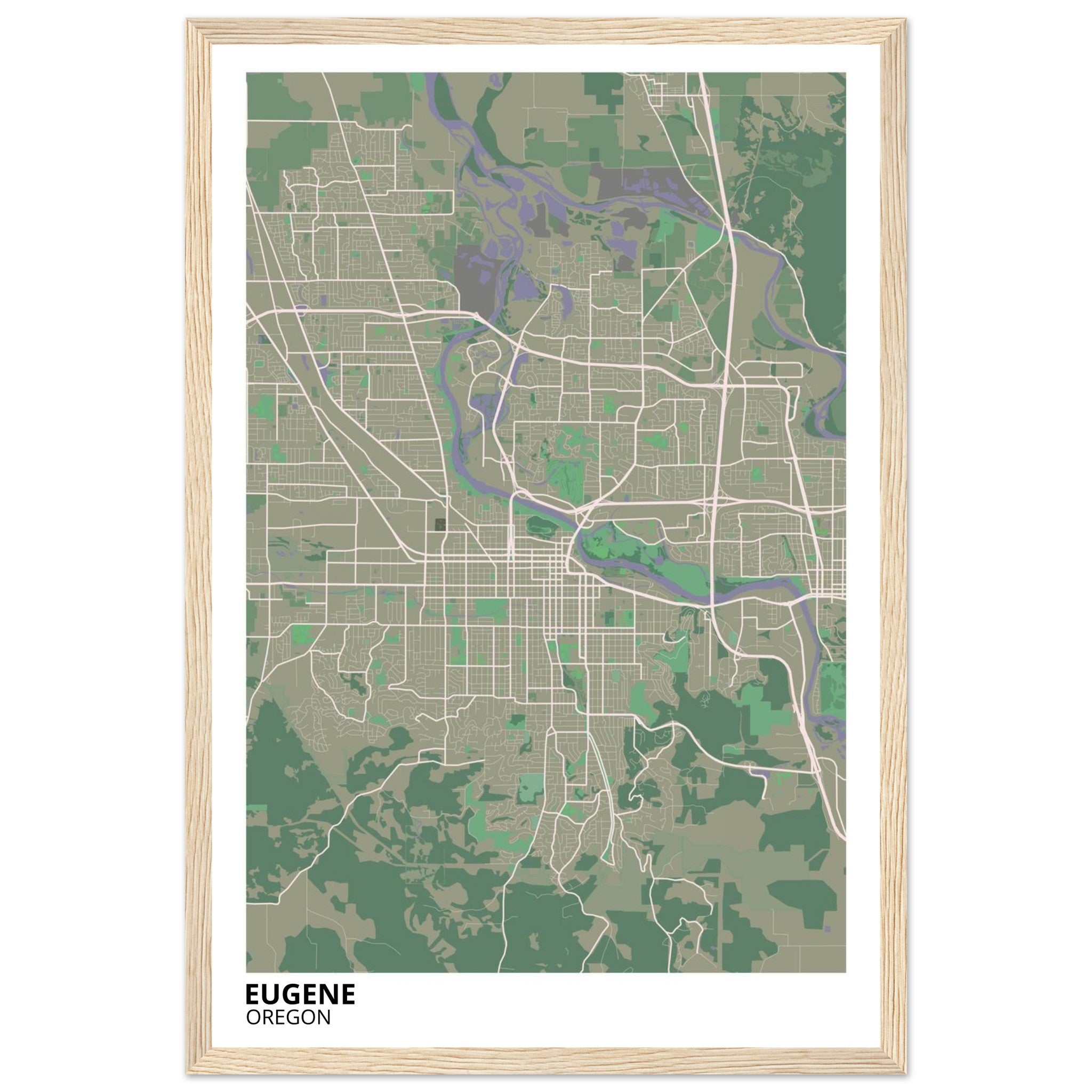 Eugene Oregon City Map Poster | Custom Map Art Print - Ink And Atlas