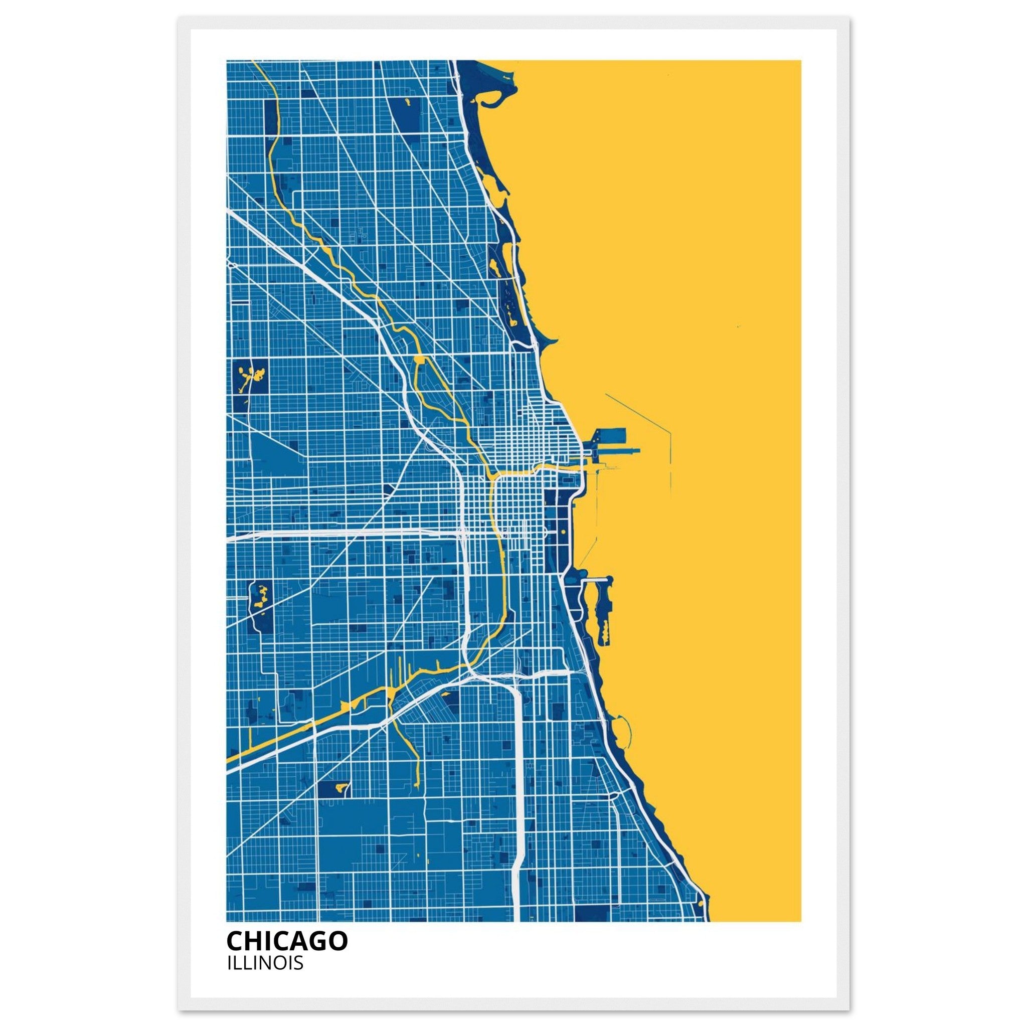 chicago map poster print