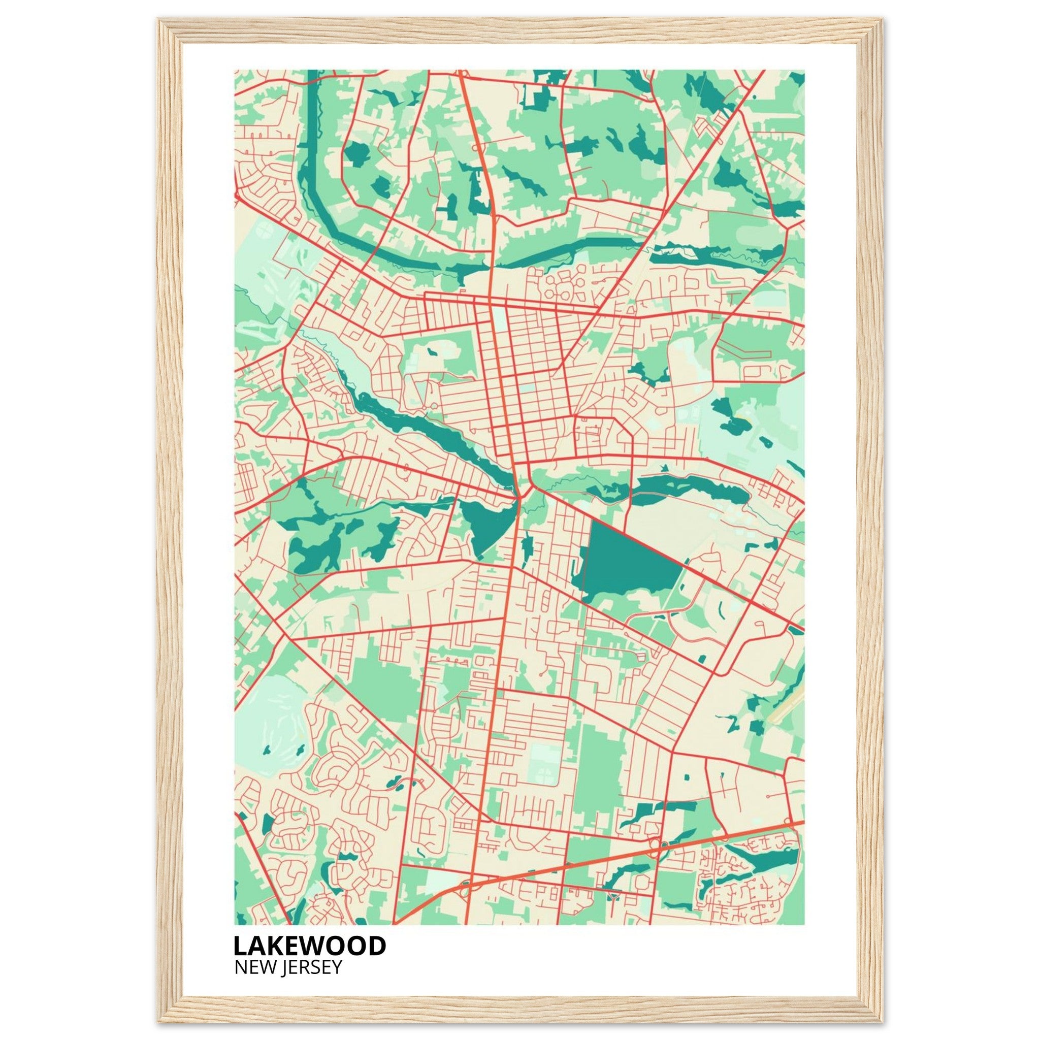 Lakewood New Jersey City Map Poster | Custom Map Art Print - Ink And Atlas