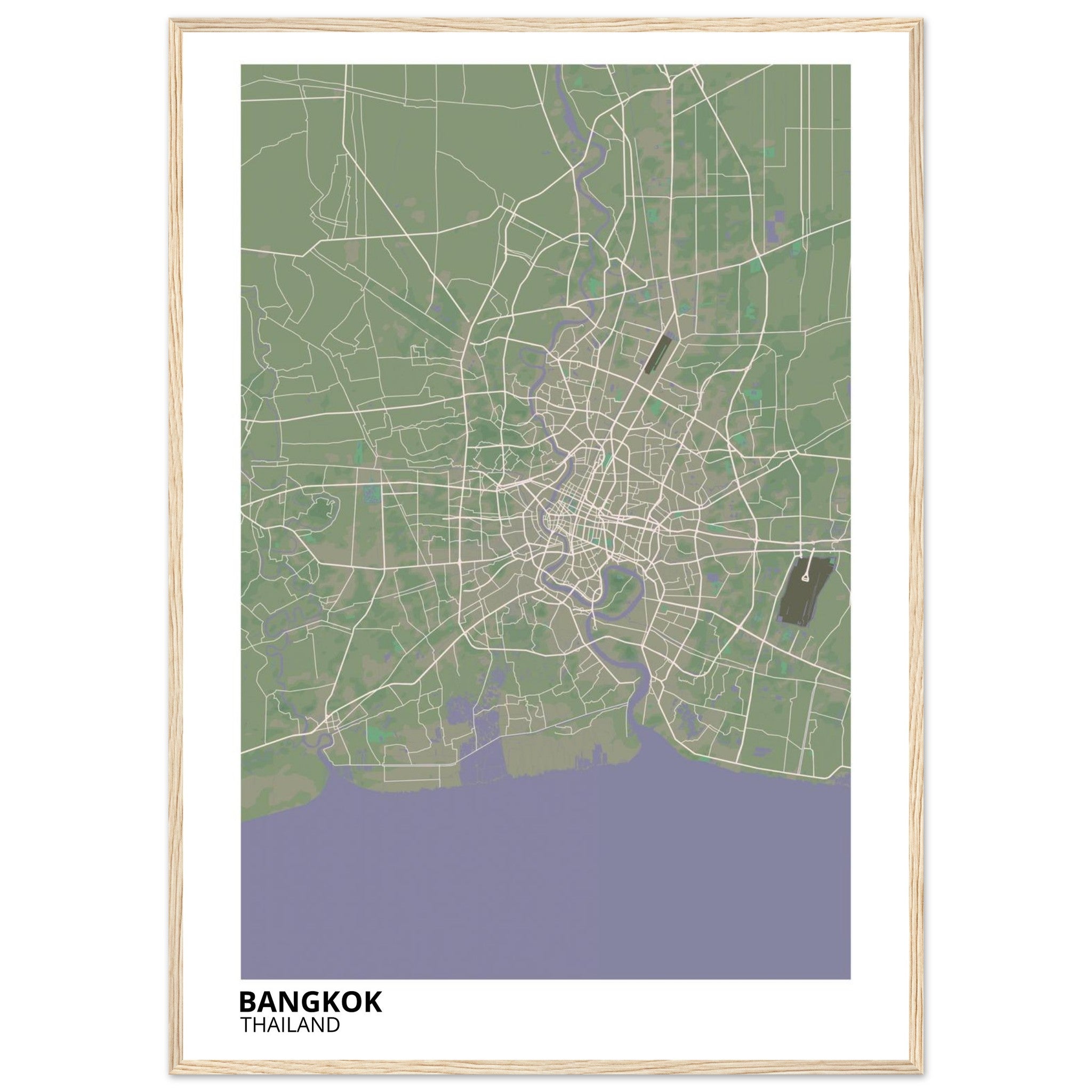 bangkok thailand map poster print
