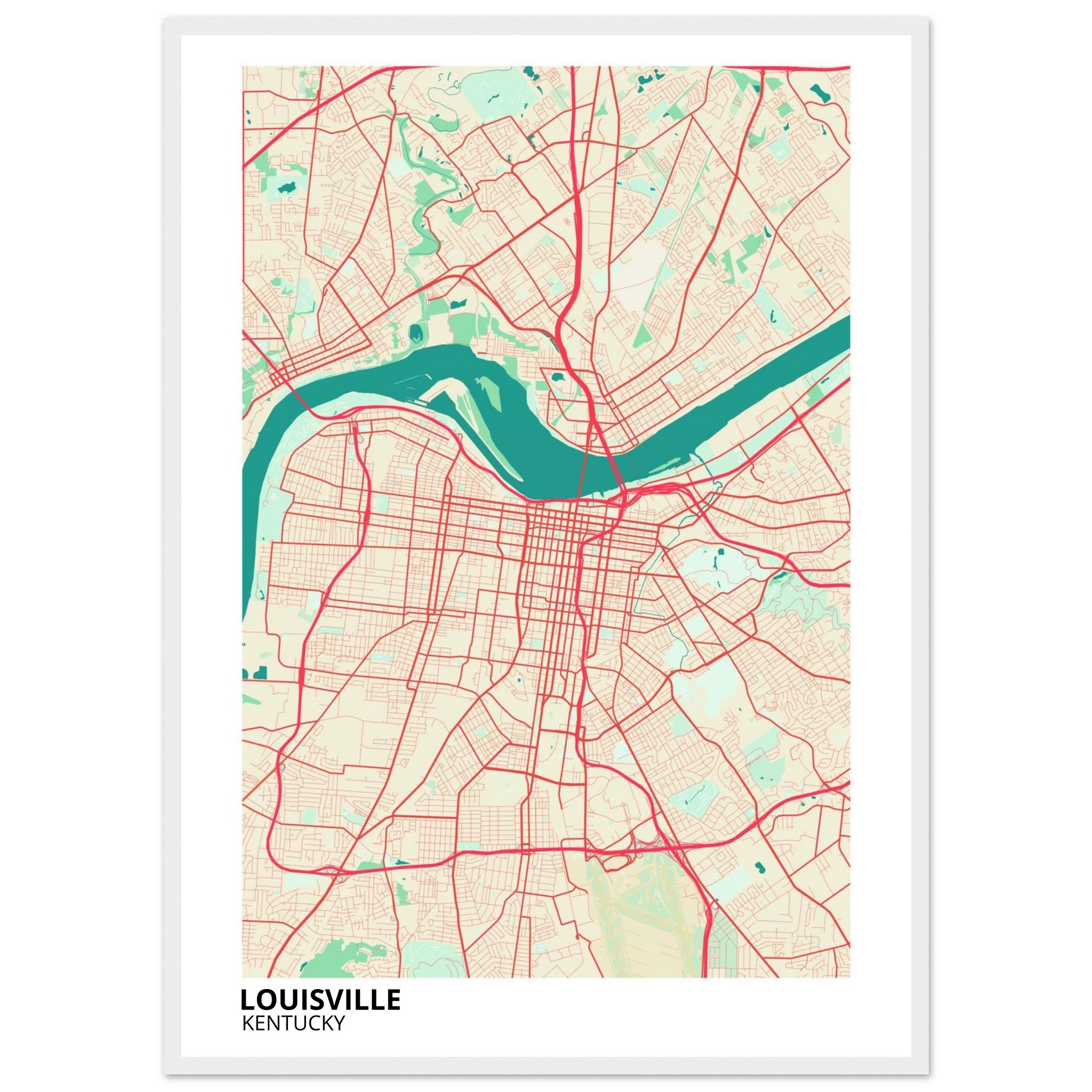 louisville map poster print