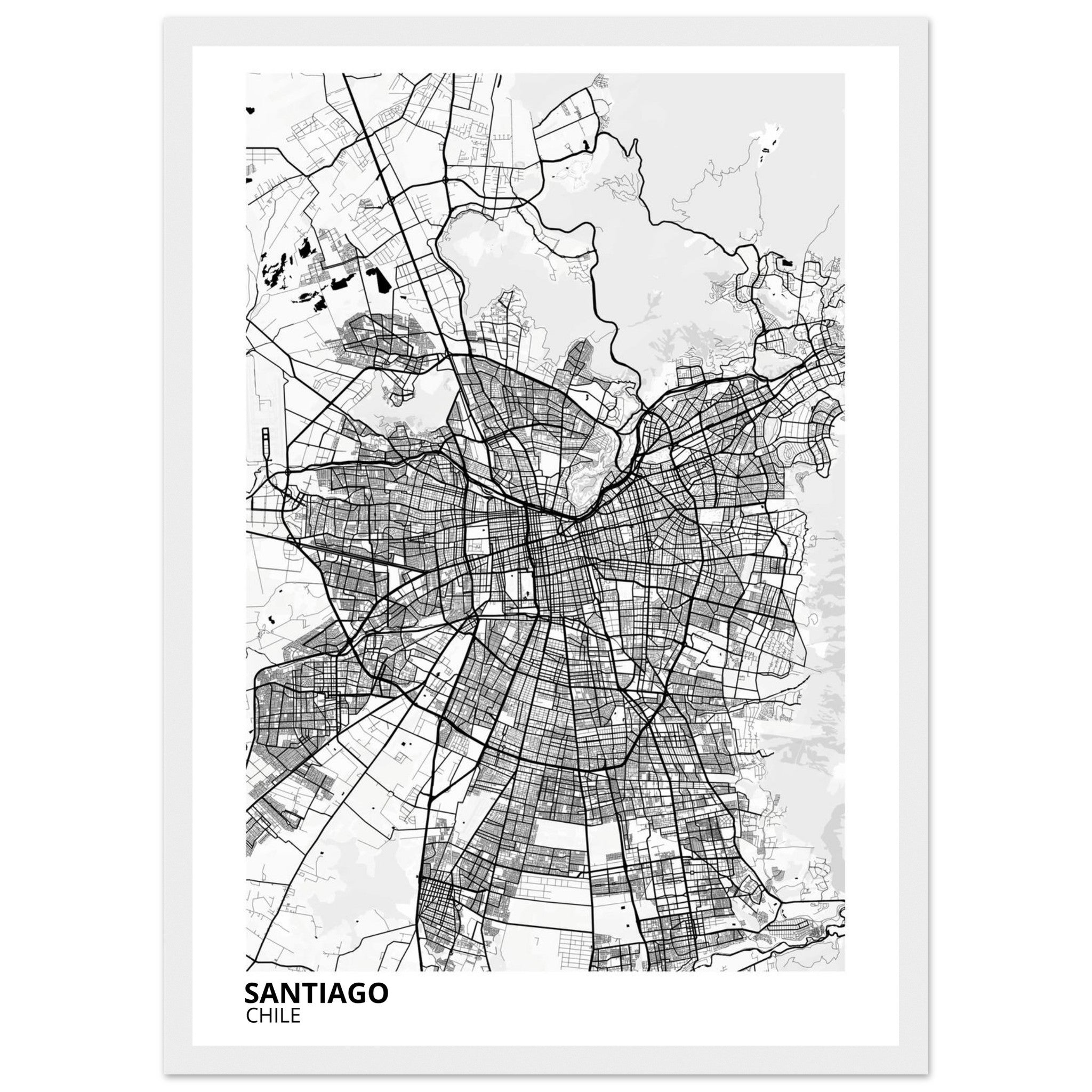 Santiago Chile City Map Poster | Custom Map Art Print - Ink And Atlas