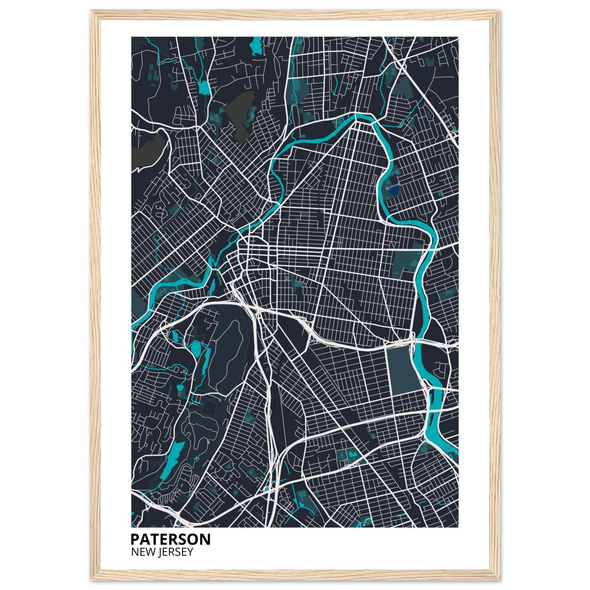 Paterson New Jersey City Map Poster | Custom Map Art Print - Ink And Atlas