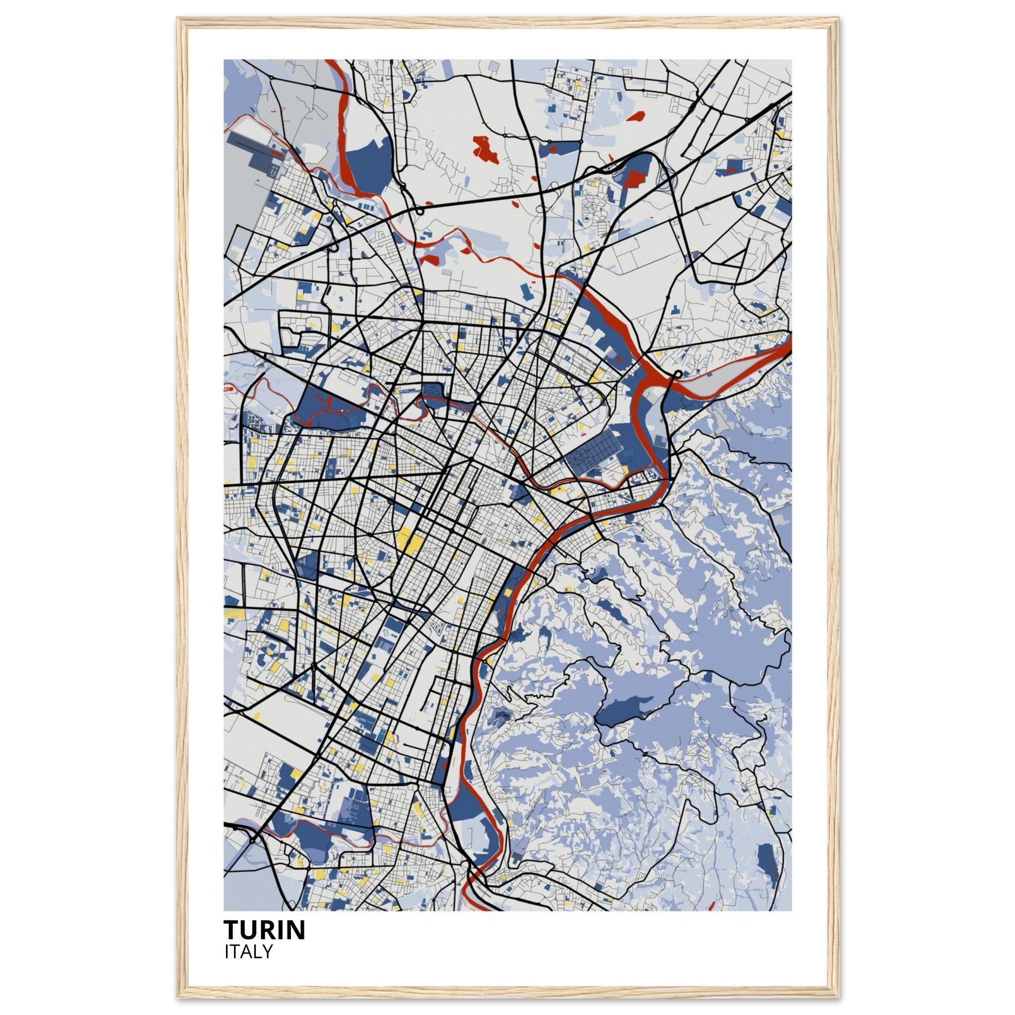 Turin Italy City Map Poster | Custom Map Art Print - Ink And Atlas