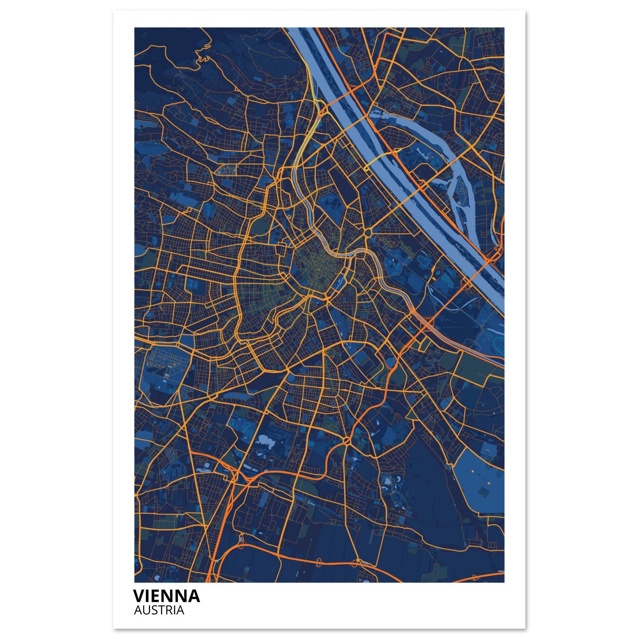 Vienna Austria City Map Poster | Custom Map Art Print - Ink And Atlas