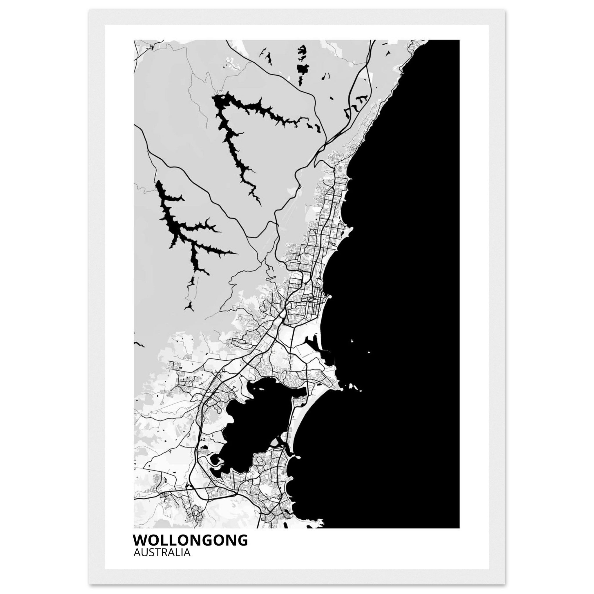 Wollongong Australia City Map Poster | Custom Map Art Print - Ink And Atlas