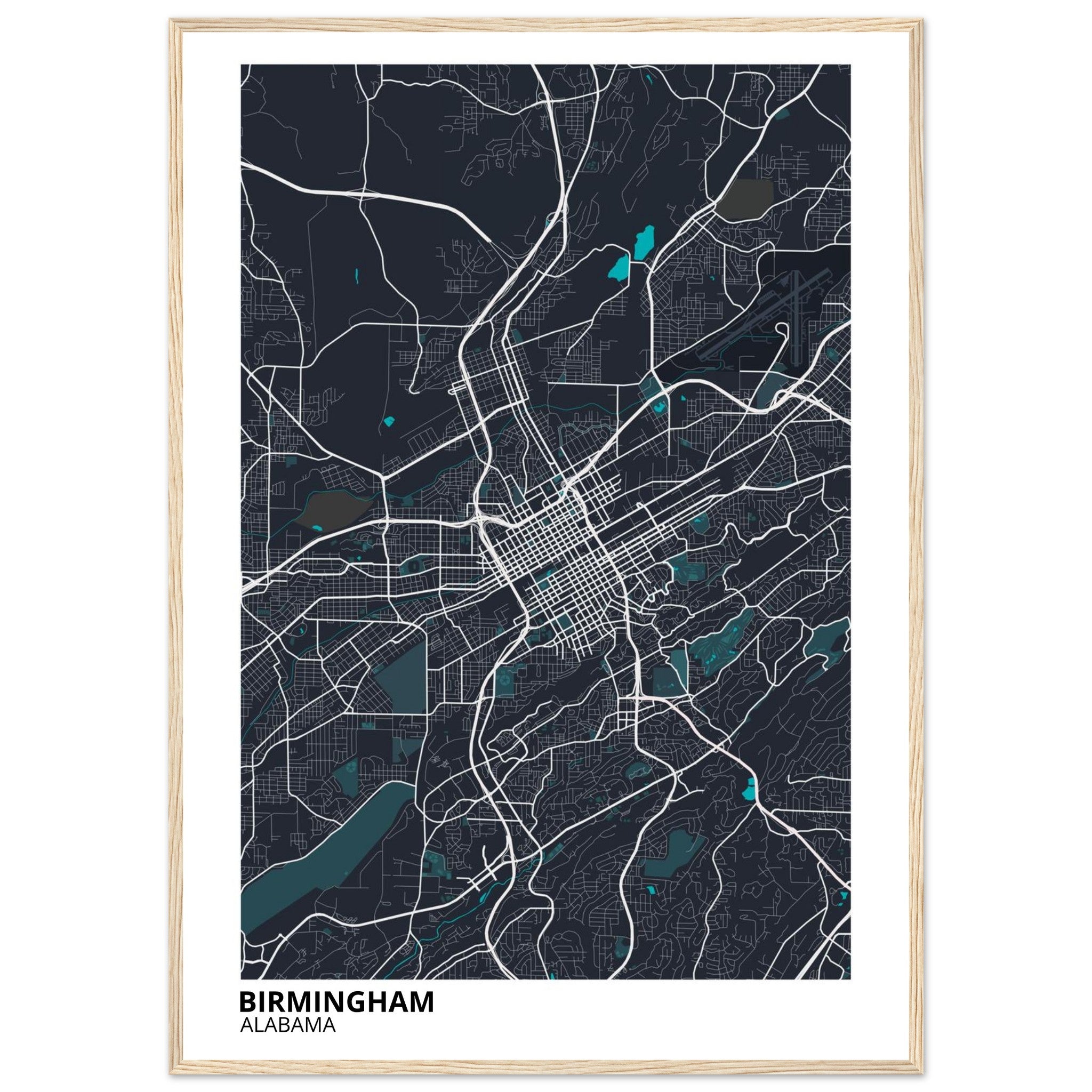birmingham map poster print