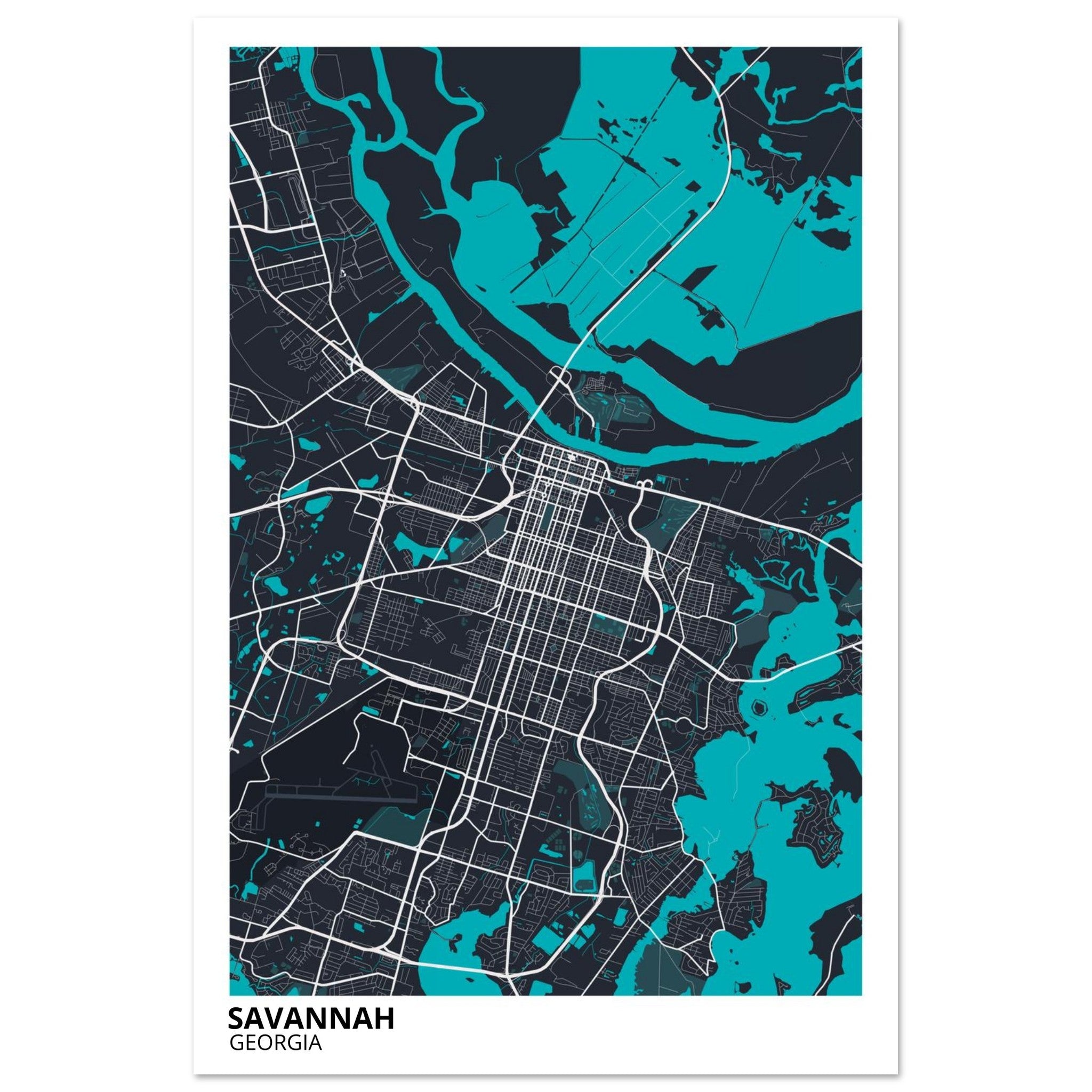Savannah Georgia City Map Poster | Custom Map Art Print - Ink And Atlas