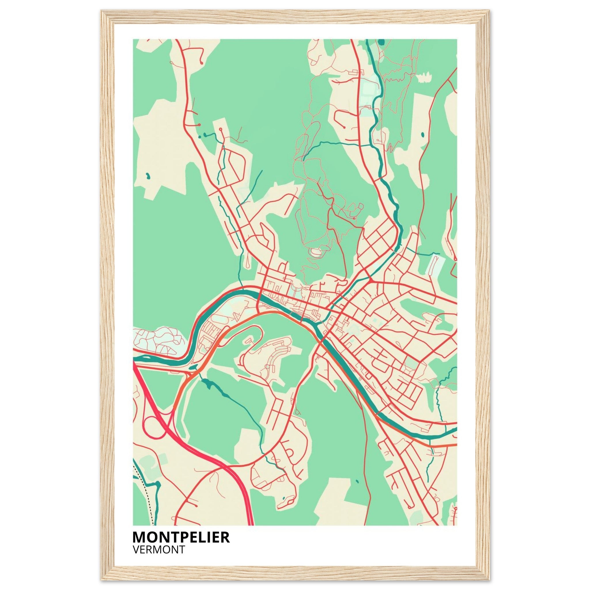 montpelier map poster print