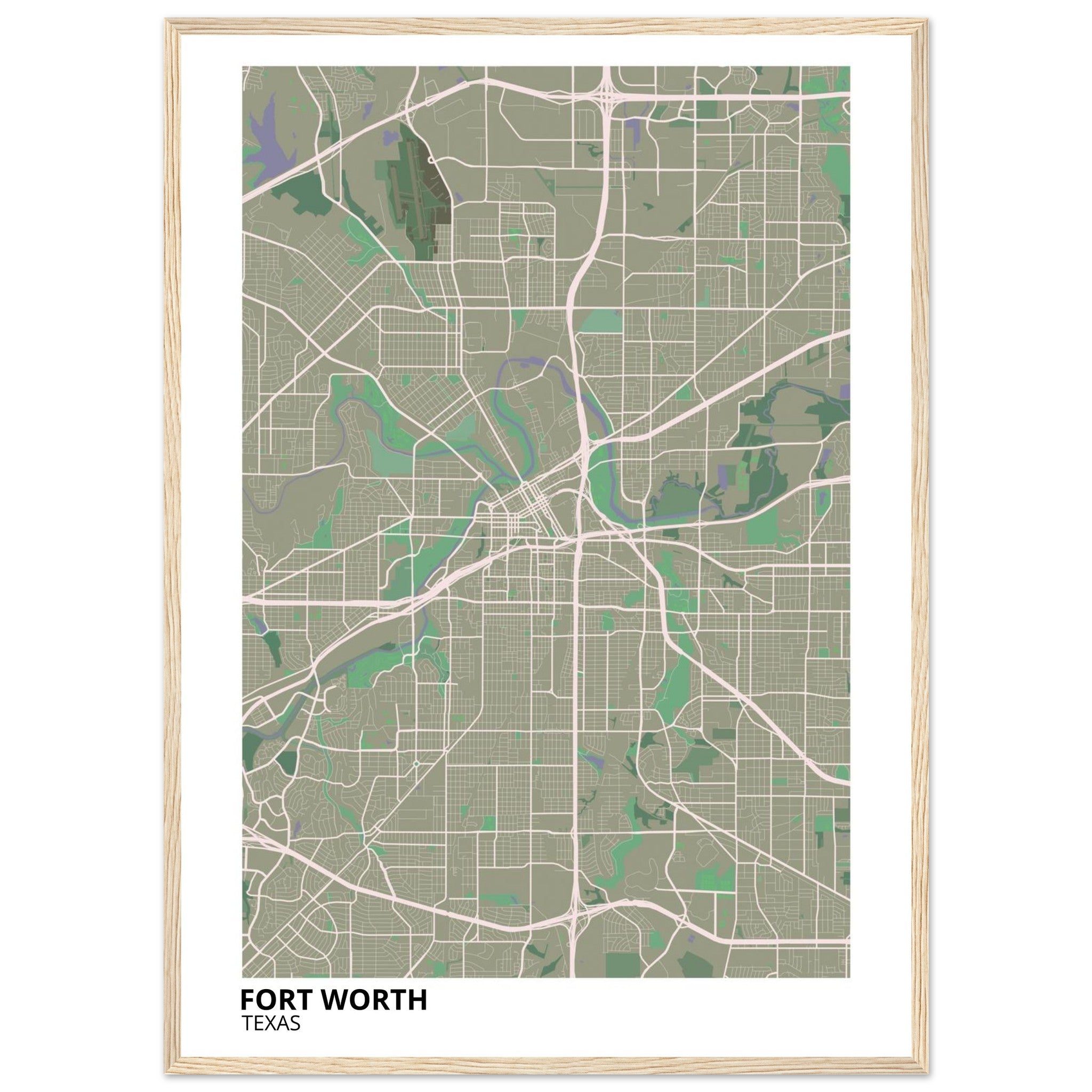fort worth map poster print