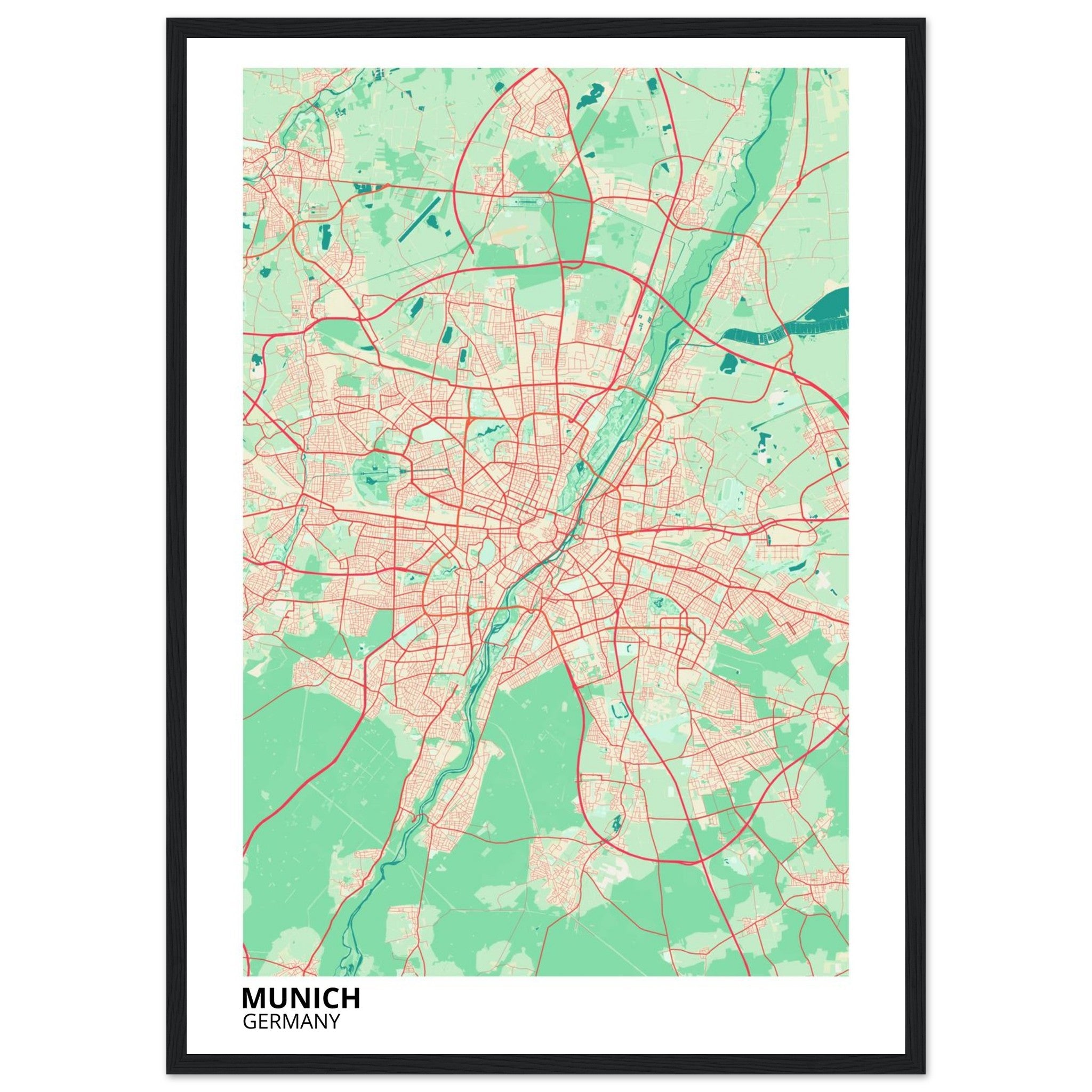 Munich Germany City Map Poster | Custom Map Art Print - Ink And Atlas